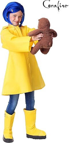 Miniatura 4 de Disfraz de Coraline para niños, chaqueta de lluvia amarilla Coraline Storybook para niñas