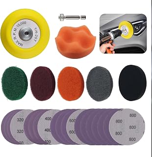 27PCS 3 Inch Car Headlight Restoration Kit,Drill Head Light Restoring Kit Includes Sandpapers/Polishing Pads/Drill Attachment,Headlight Polishing Kits for Headlights,Taillight