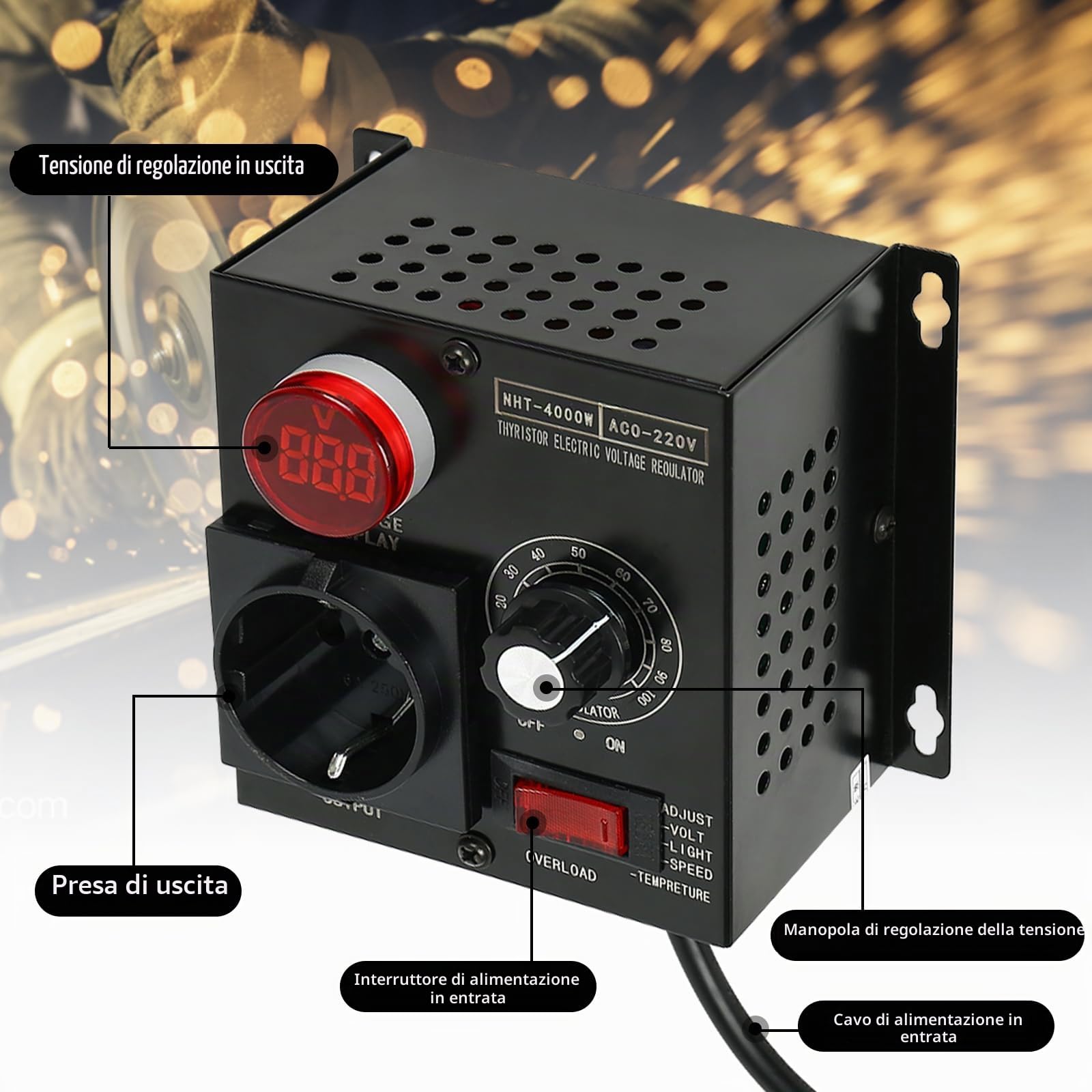 Dimmer AC 220 V, 5000 W, SCR, Regolatore Di Tensione, Velocità Del Motore, Elettronico, Attenuazione, Rallentamento