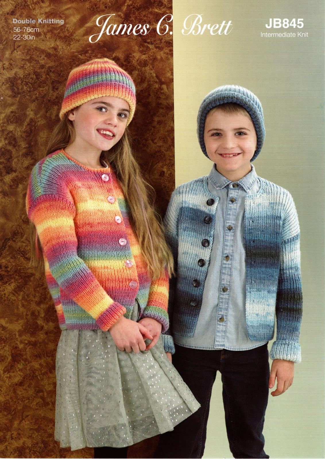 James Brett Double Knit Knitting Pattern Boys Girls Cardigan & Hat JB845
