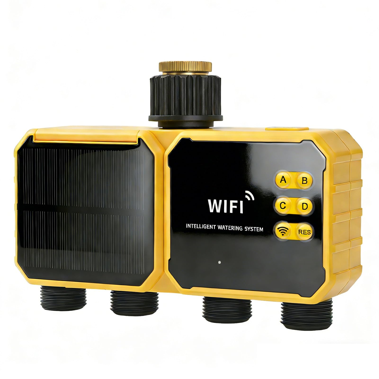 Smart Solar Water Timer Controller WiFi Ricaricabile Sensore Pioggia di Irrigazione da Giardino a 4 Zone per Giardinieri Intelligenti