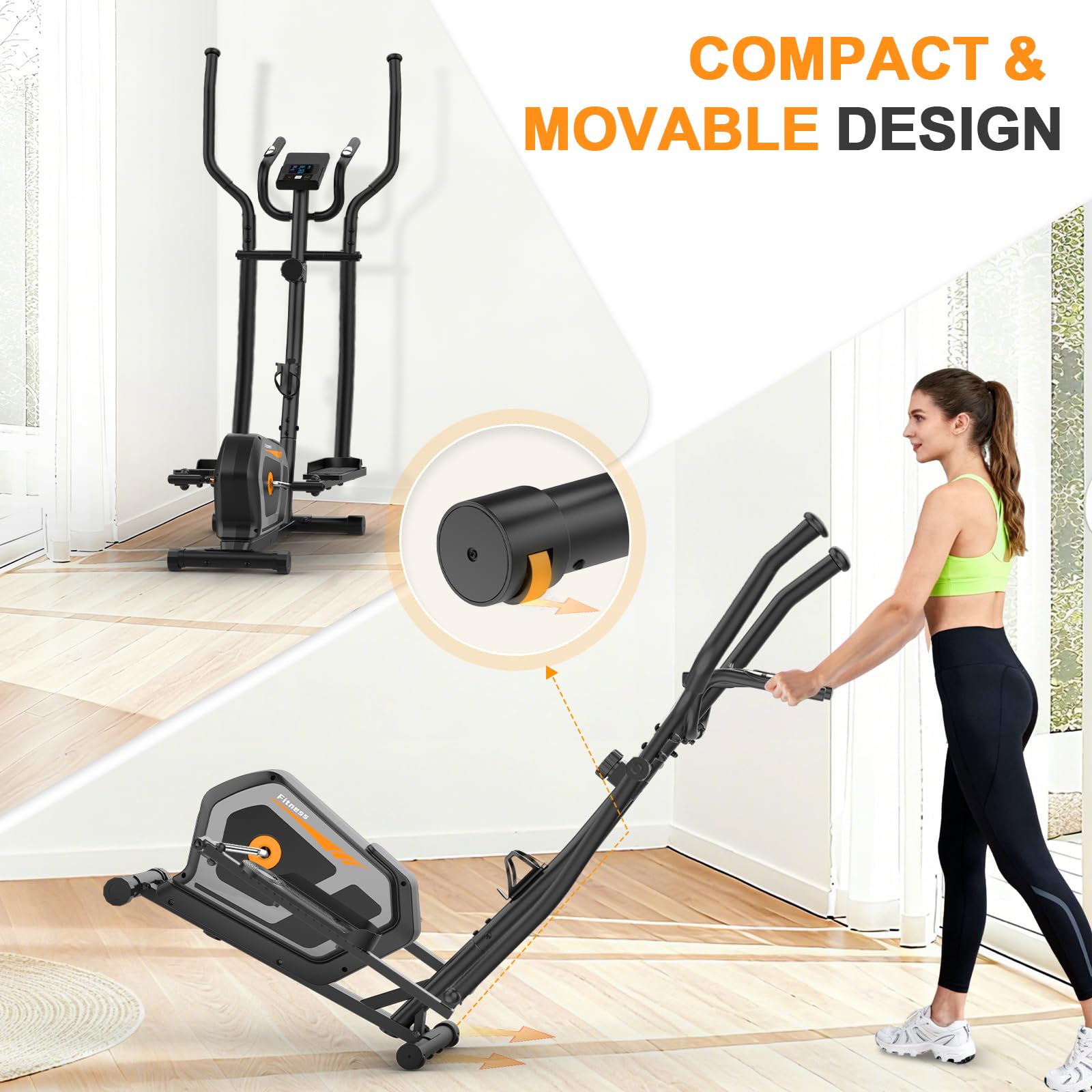 Vélo elliptique,3 en 1 vélo elliptique avec16 Niveaux de résistance, écran LCD, Porte-Bouteille,Pédale Antidérapante,capacité de Charge de 287LBS,Stepper elliptique aérobique