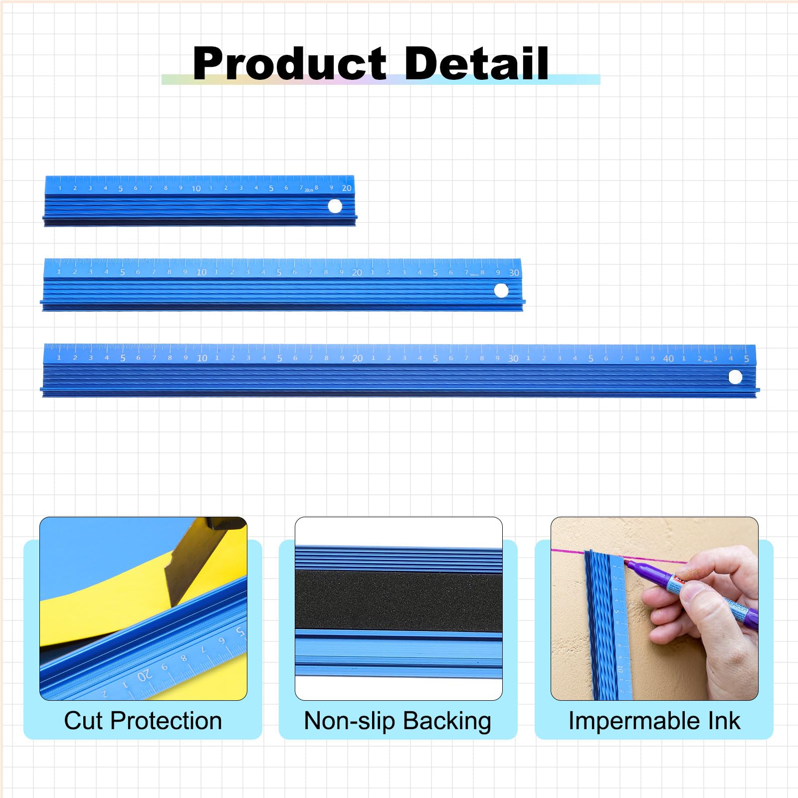 PATIKIL 20cm/8" Aluminum Cutting Rule Ruler - Image 3