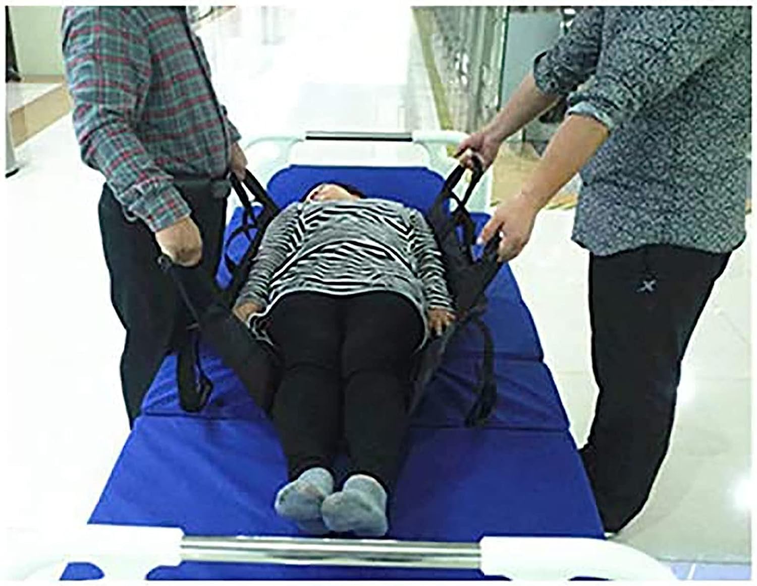 Sábanas deslizantes, tablas de transferencia, arnés de elevación médica para pacientes, con 4 asas, almohadilla de posicionamiento para personas mayores con transferencia deslizante, reutilizable