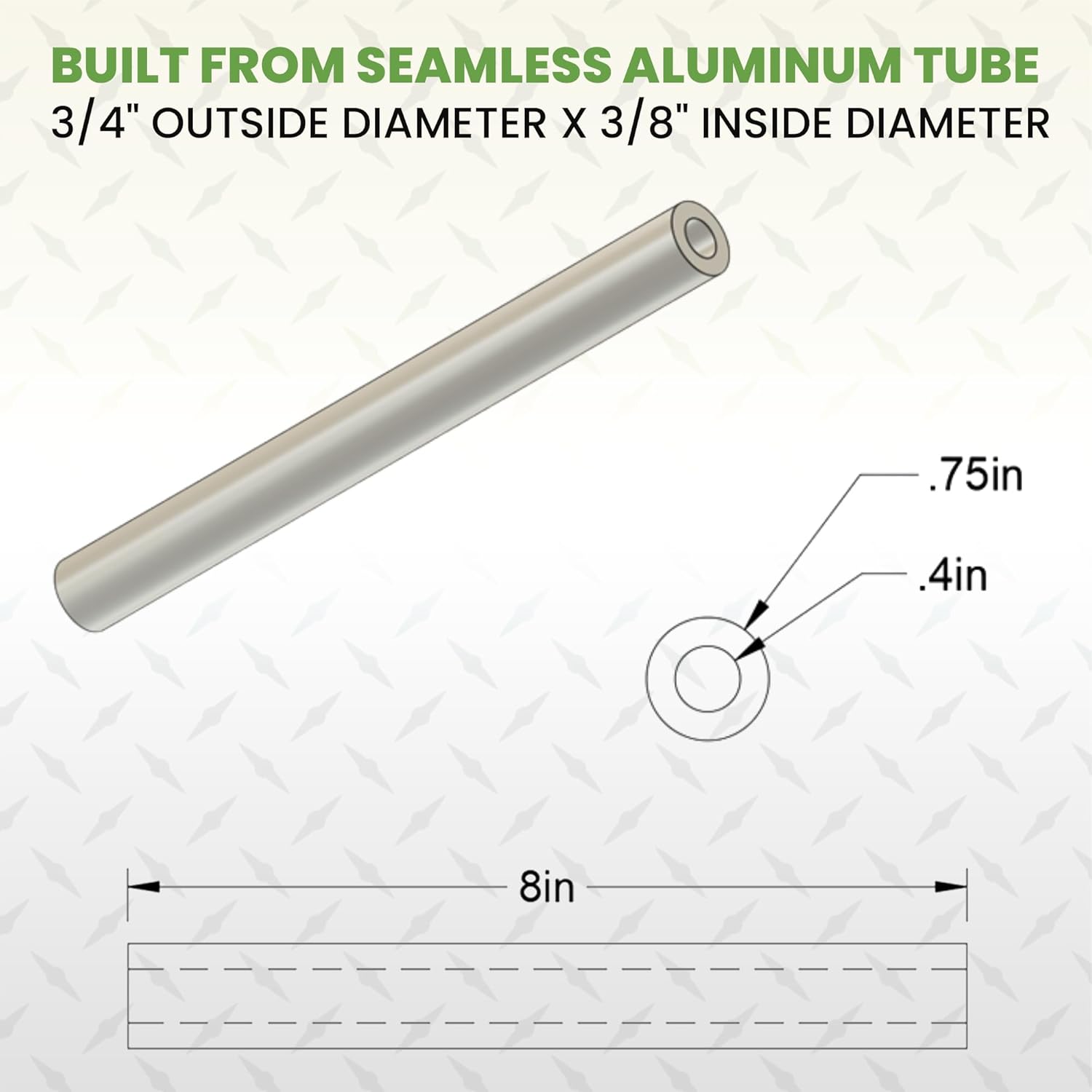 Aluminum Spacer 3/4" OD x .4" ID x 8" Long Round Spacer Unthreaded Standoff Bushing Plain Finish, Fits Screws Bolts 3/8" or M10 by Metal Spacers Online (10 Pack)