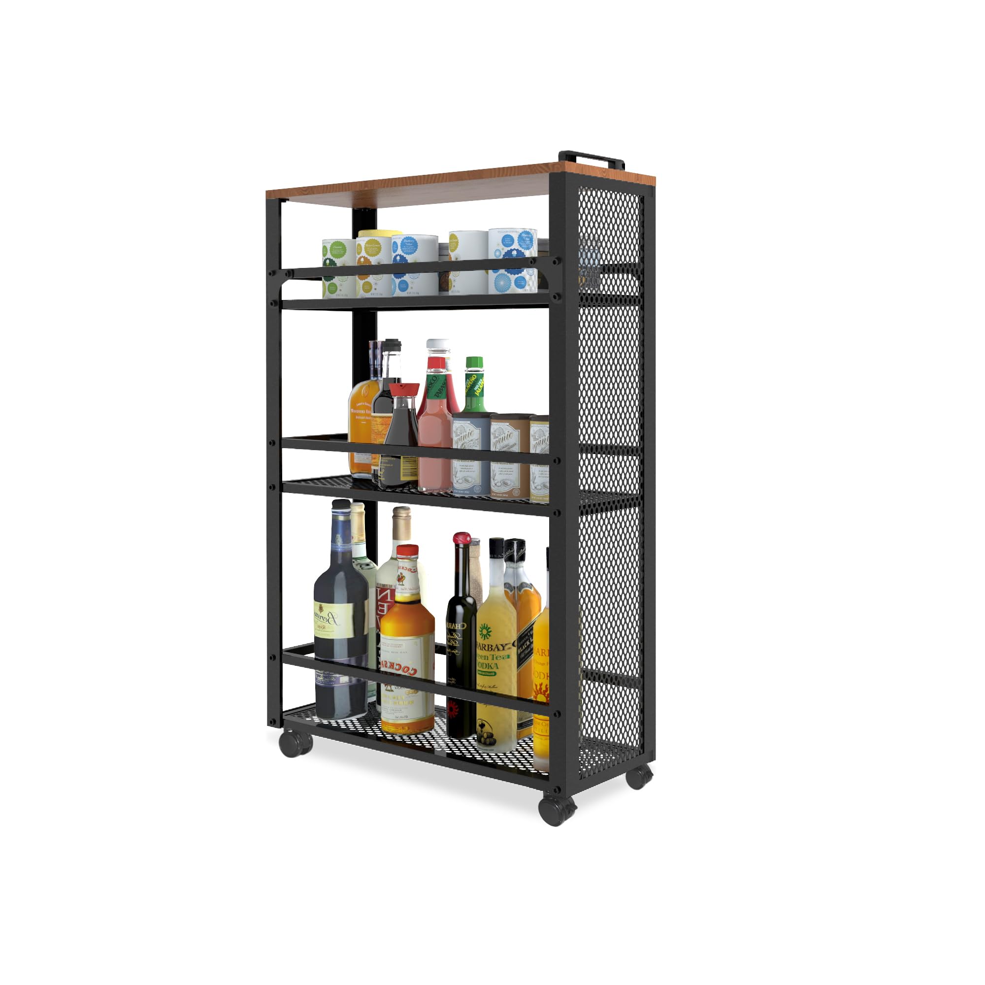 Carrello a 3 ripiani Slim – nero lavanderia bagno cucina