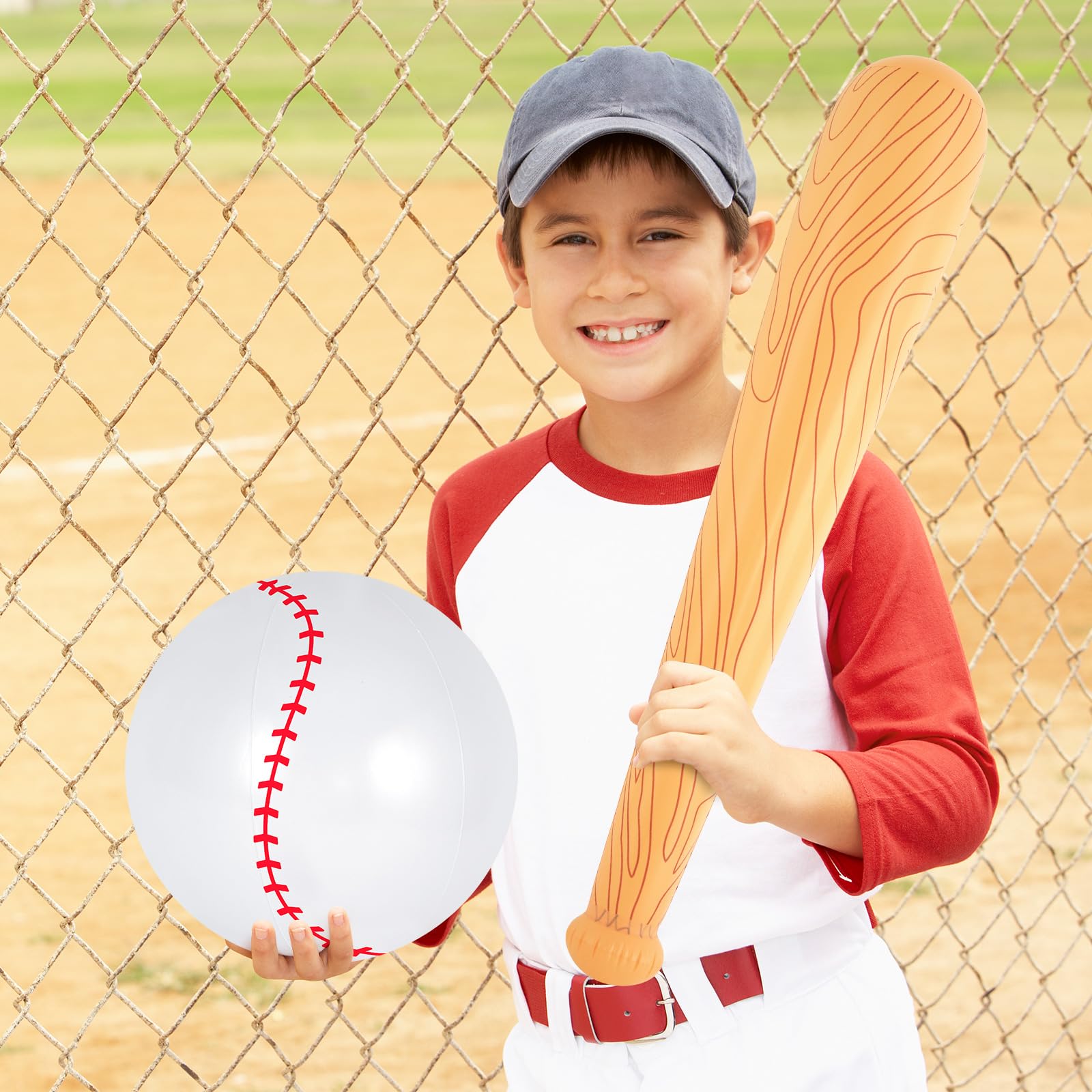 Juego de béisbol inflable de 3 piezas, pelota de playa de 11 pulgadas y bate inflable de 30 pulgadas, decoración de fiesta de playa para niños (amarillo) 3