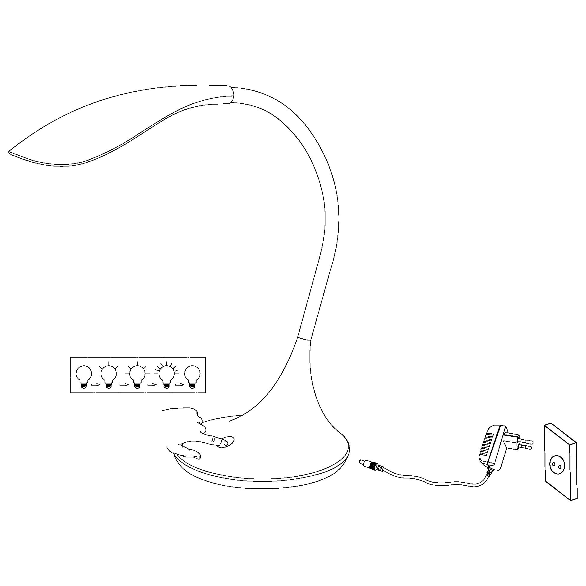 EGLO LED Tischlampe Dambera, 1 flammige Tischleuchte mit Touch, dimmbar | Schreibtischlampe, Minimalismus aus hochwertigem Kunststoff, Bürolampe in Schwarz