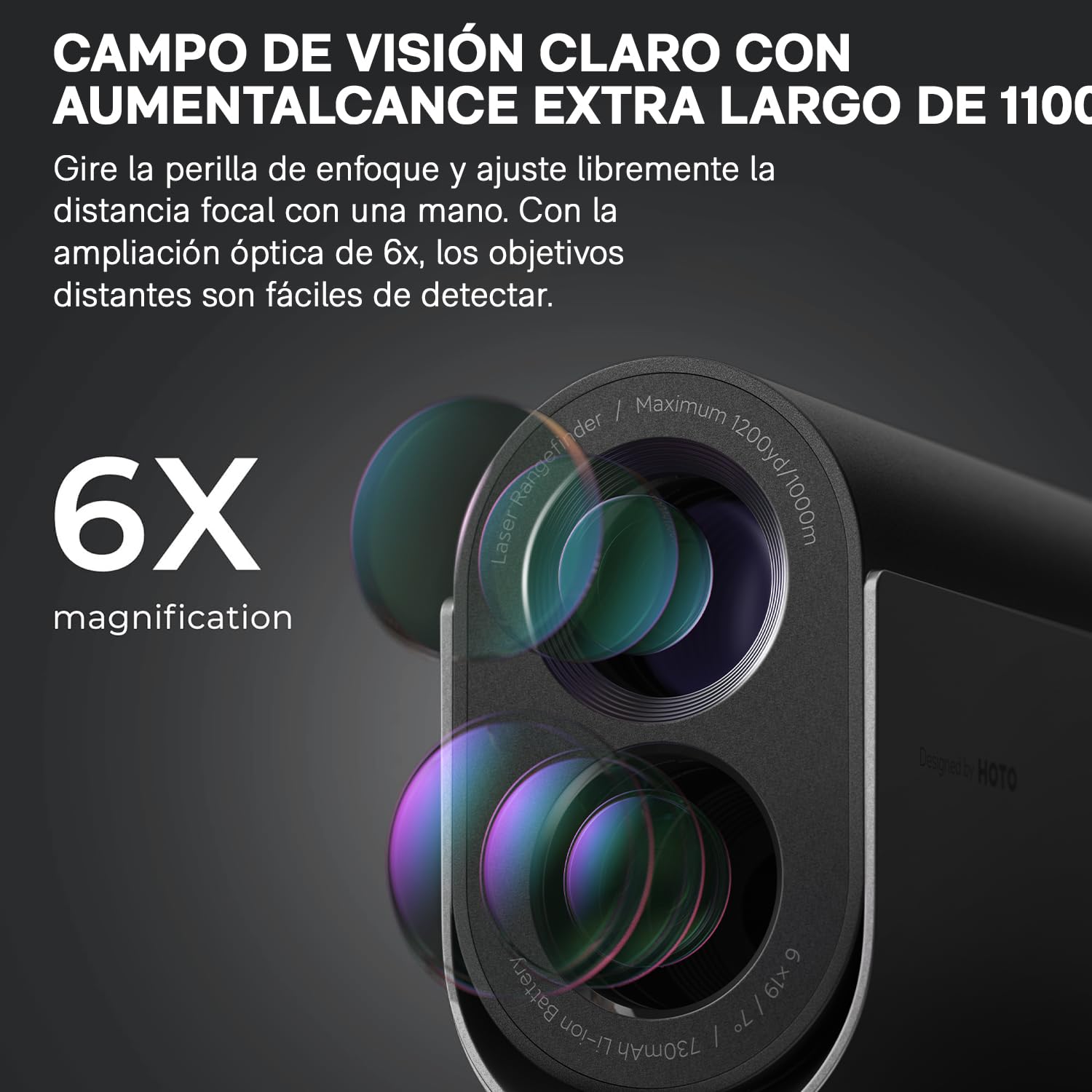 HOTO Telémetro de Golf, 1100Yardas/1000M, Medida 0.5s, Compensación de Ángulo y Bloqueo de Asta de Bandera, Medición Continua, Telémetro de Aumento 6X con Ventosa Magnética, Carga Tipo C, IPX4