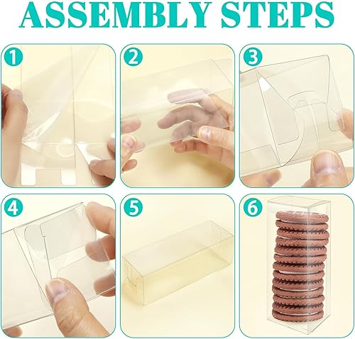 Miniatura 4 de BILLIOTEAM 36 cajas de regalo de plástico transparente – Caja de dulces transparente para chocolate, galletas, golosinas – rectangular (2 x 2 x 6