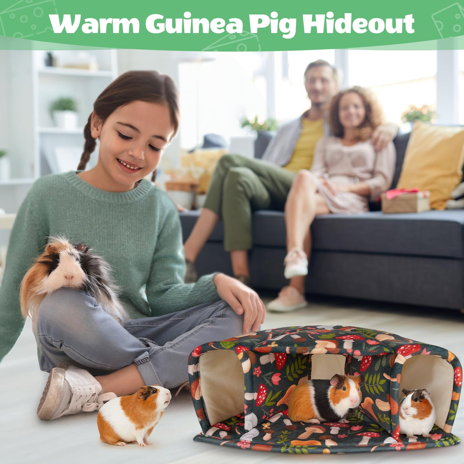 Guinea Pig Bed Small Animal Hideout House Warm Guinea Pig Tunnel Washable for Small Pet Hamster,Chinchilla,Bunny — view 6
