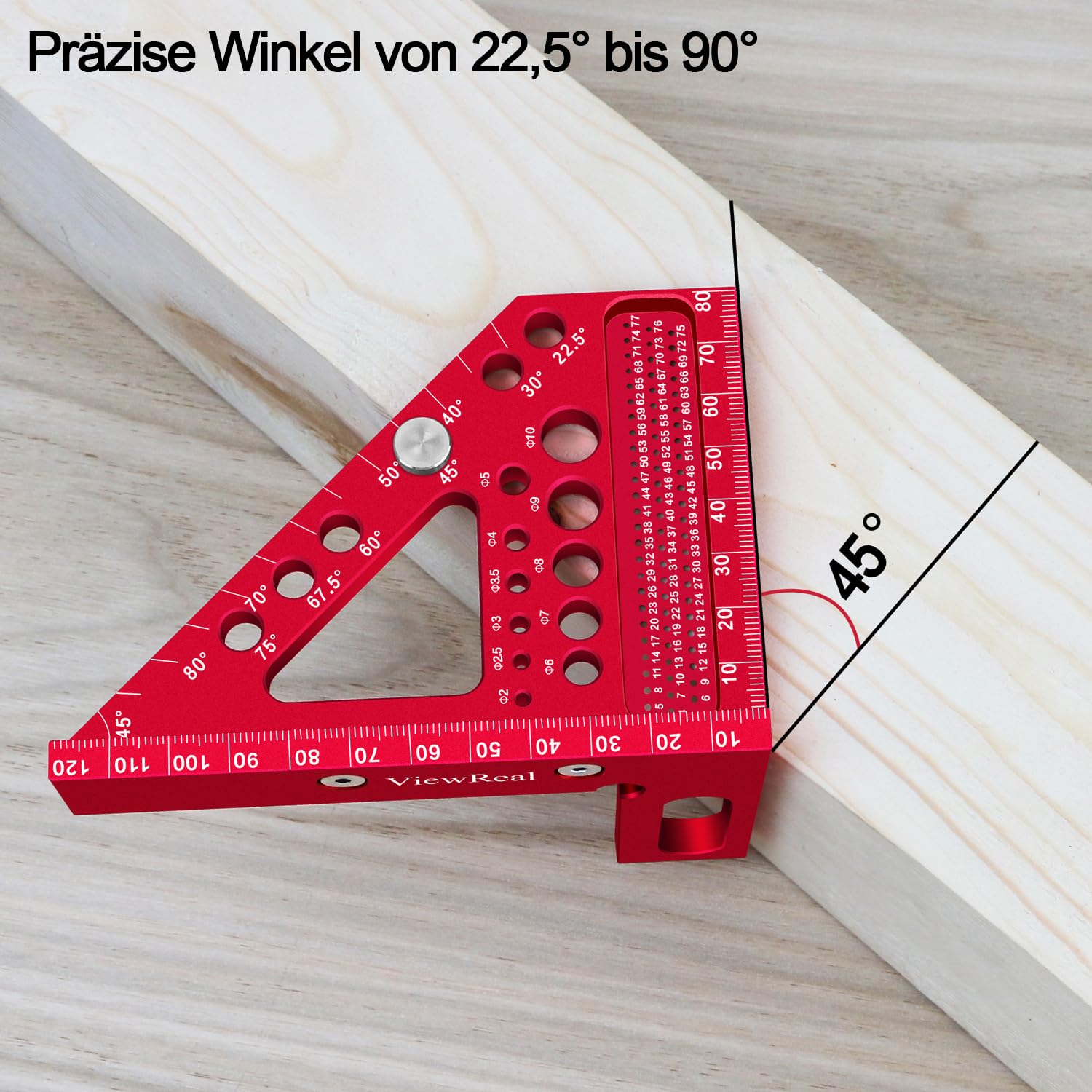 Righello 3D in alluminio, 8,7 cm, quadrato, 22,5-90, strumento di layout ad alta precisione per falegnami, ingegneri