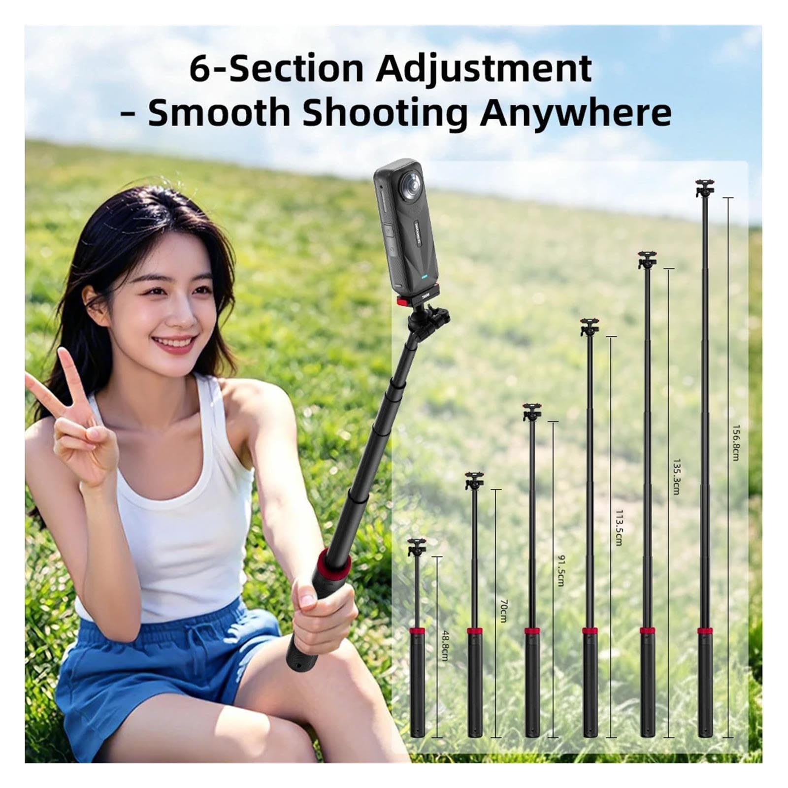 Soporte Selfie Stick Adaptador de liberación rápida Trípode Base de cabeza esférica ajustable