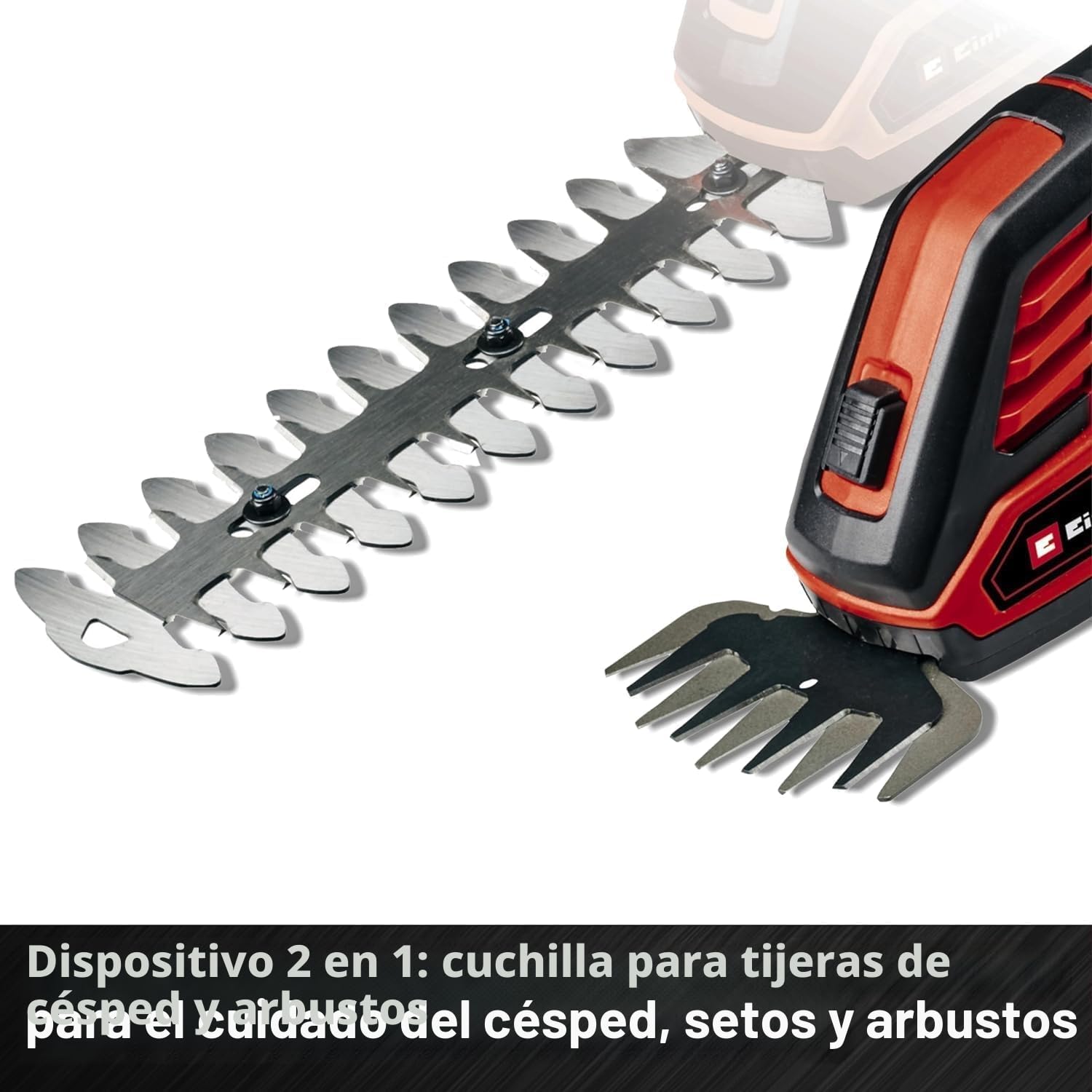 Einhell Tijeras para césped y arbustos GE-CG 18/100 Li-Solo Power X-Change (ion de litio, 18 V, 10 cm de ancho de corte, 20 cm de longitud de corte, cambio de cuchilla sin herramientas)