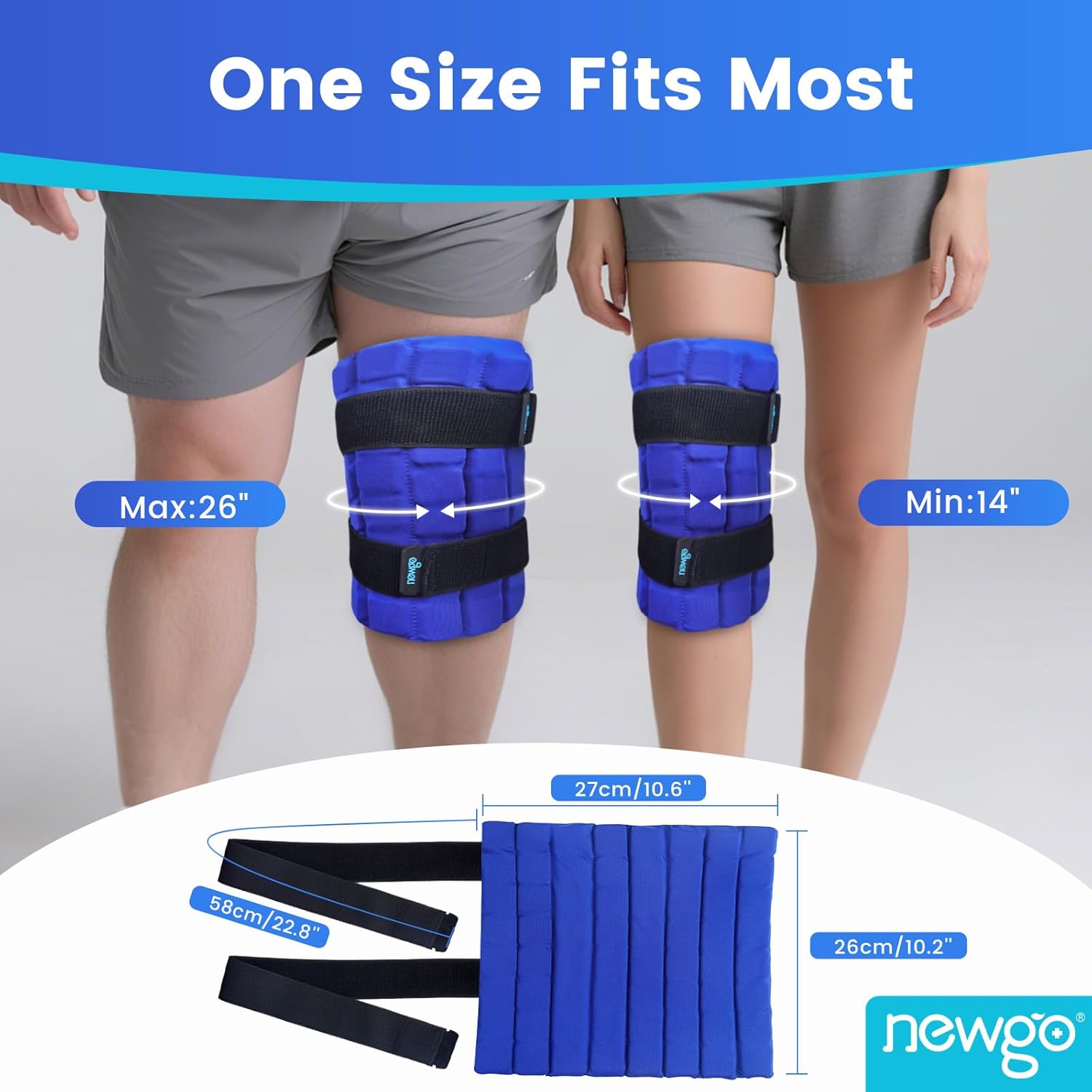 NEWGO Ice Pack for Knee After Surgery, 2 Hours Long-Lasting Cold Therapy Zero Wound Pressure Knee Ice Pack Wrap for Post-Op, Swelling, ACL, Sports Injuries