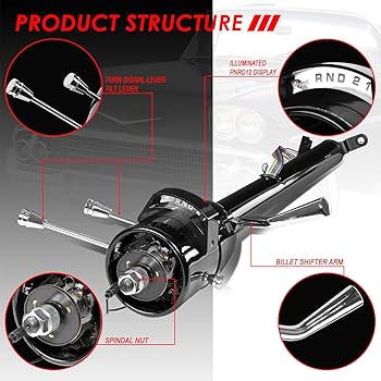 32" Brush Stainless Tilt Steering Column Floor Shift Manual No Key GM Stree
