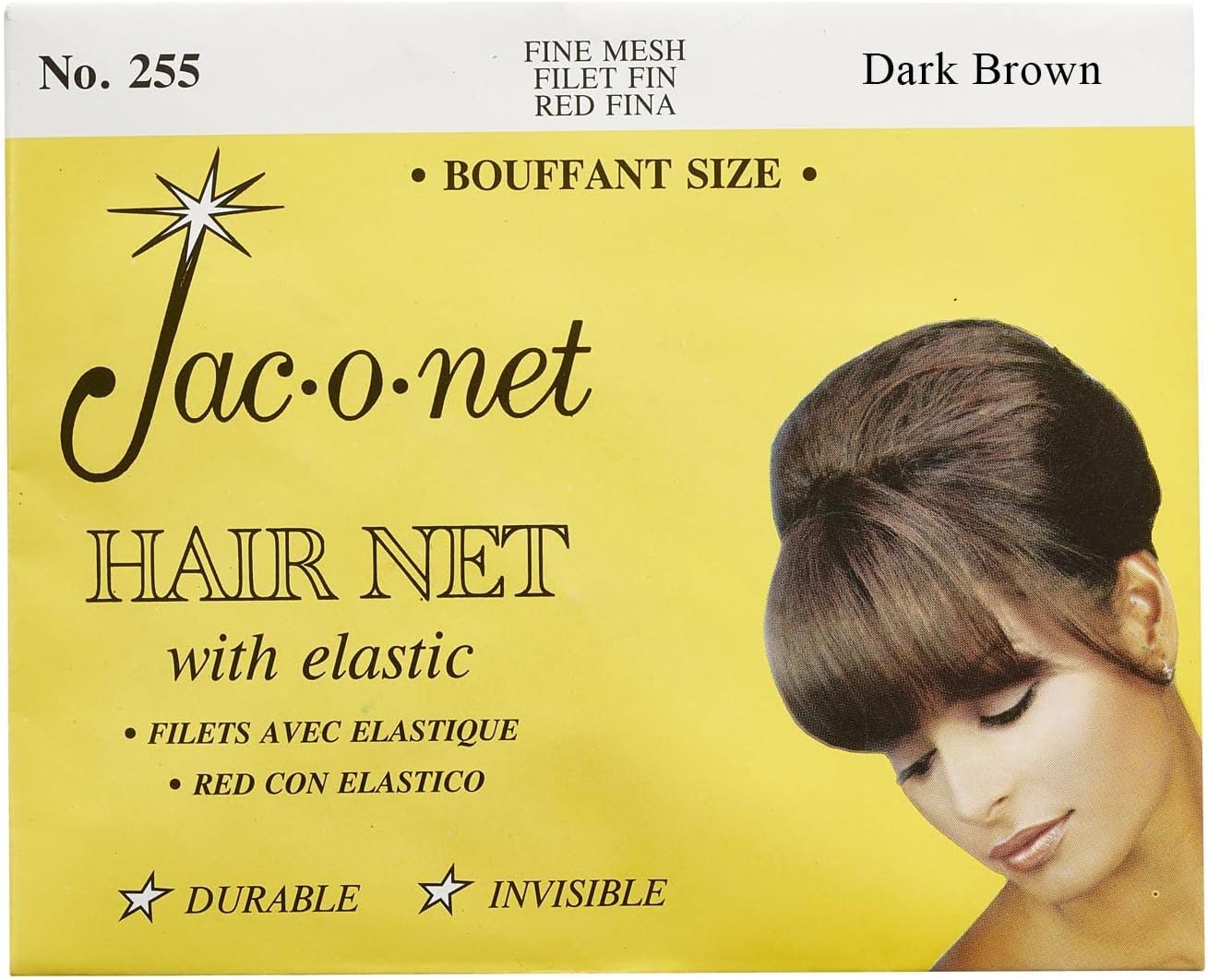 Hair Net Jac-O-Net Tiny Mesh Bouffant, Dark Brown, (12-Pack)Bouffant/Large