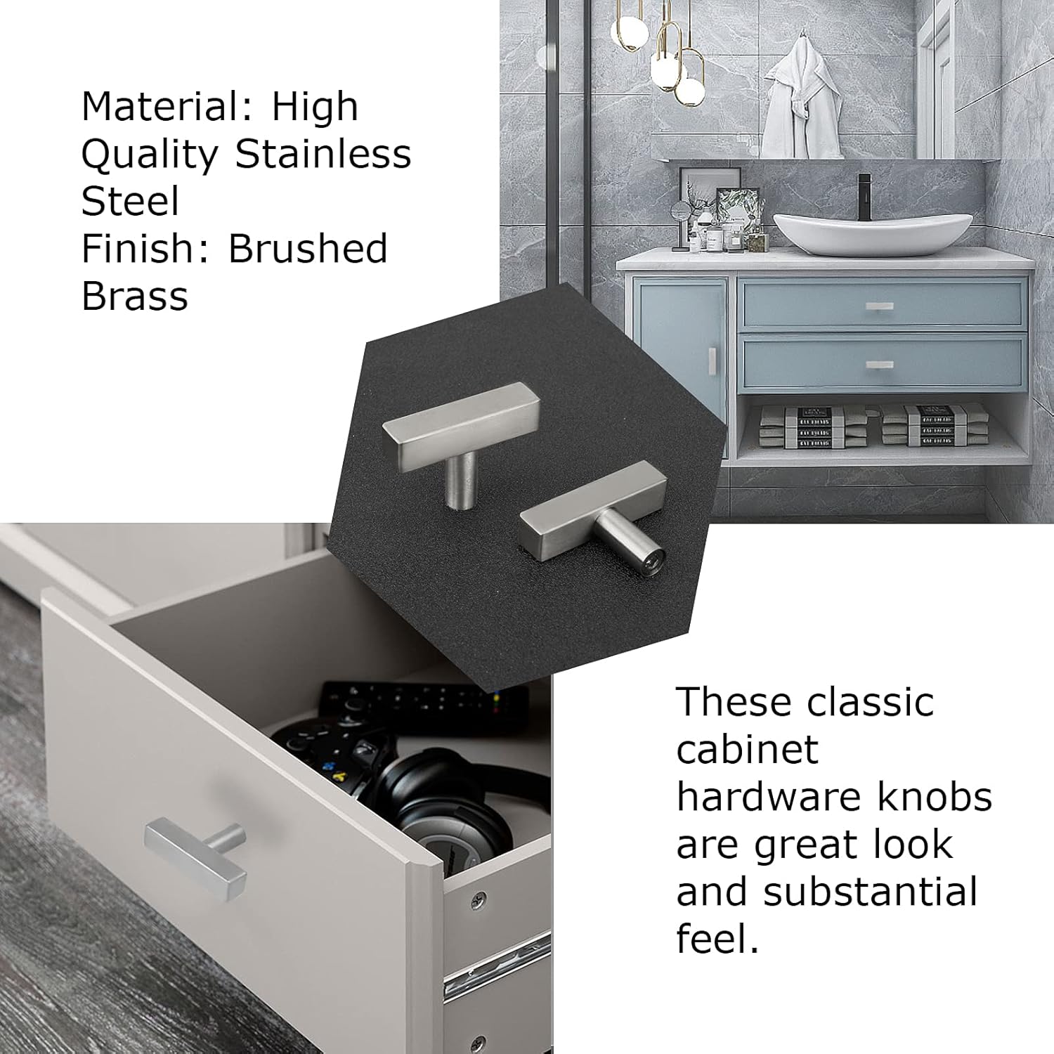 homdiy Kitchen Cabinet Knobs Brushed Nickel Drawer Knobs - HDJ22SN 25Pack Single Hole Knobs with 2inch Overall Length Brushed Nickel Door Knob Kitchen Hardware for Cabinets Sliver Drawer Knobs