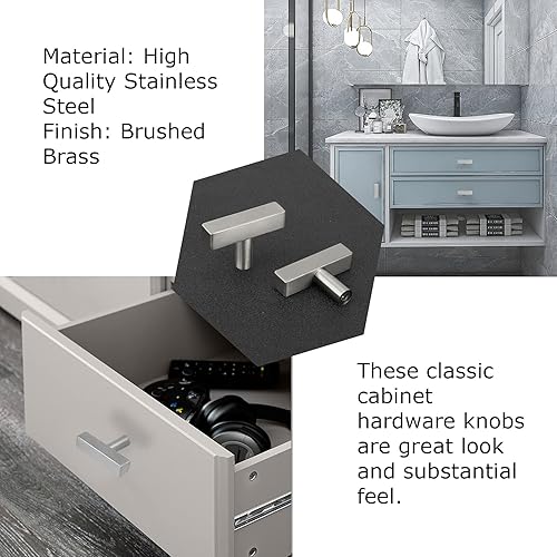 Miniatura 5 de homdiy HDJ22SN - Pomos de gabinete de níquel cepillado, 5 unidades, pomos de un solo agujero con pomos de 2 pulgadas de longitud total para armarios