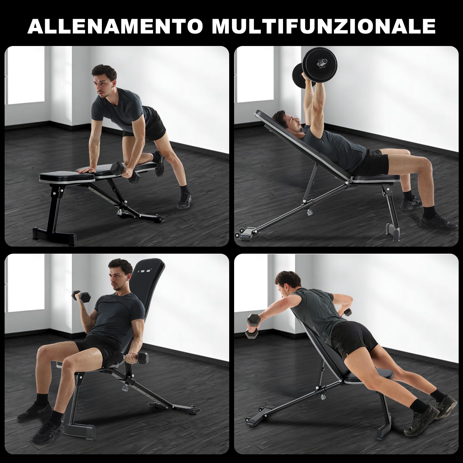 ISE Panca Multifunzione Palestra Casa, Panca Regolabile Panca Pesi Inclinata Fitness per Addominali Allenamento a Casa