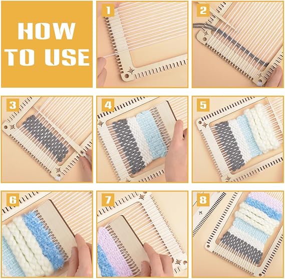 NBEADS 5 Pcs Weaving Loom Kit, Rectangle Weaving Loom Kit with Weaving Comb and Weaving Tools Wooden Multi-Craft Weaving Loom for Beginners and Weaving Enthusiasts