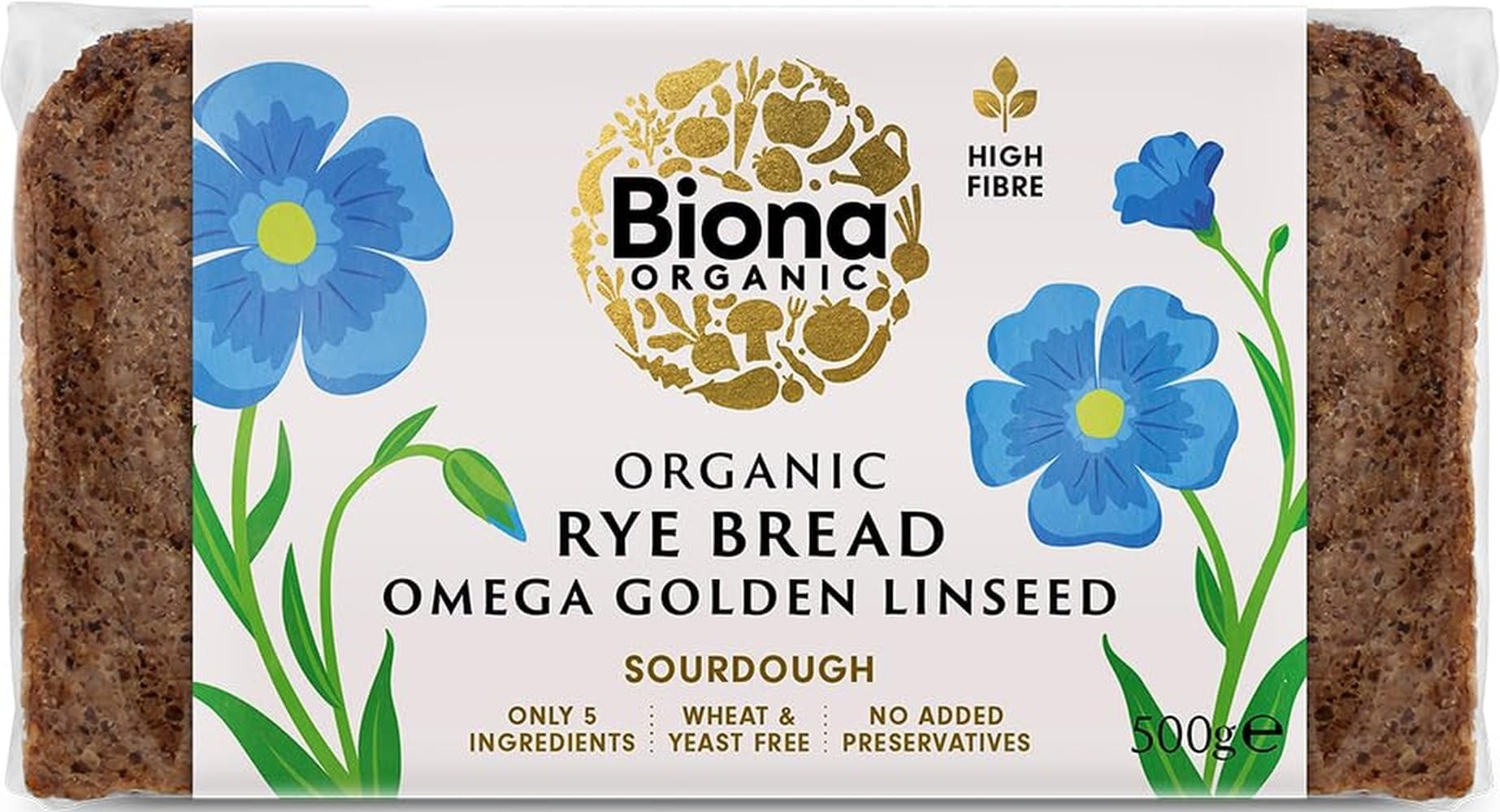 Organic Rye Omega Golden Linseed Bread, 500g