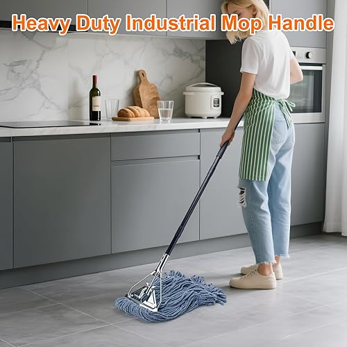 Miniatura 2 de KeFanta Mango de trapeador de metal de 60 pulgadas, resistente comercial, de cambio rápido, reemplazo de palo de trapeador industrial, soporte de