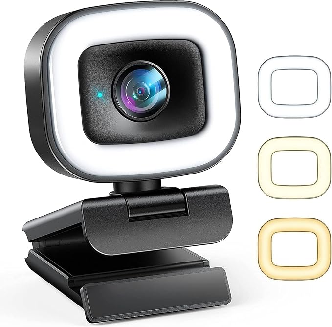 60FPS cam with Ring Light, AutoFocus 1080P  Camera