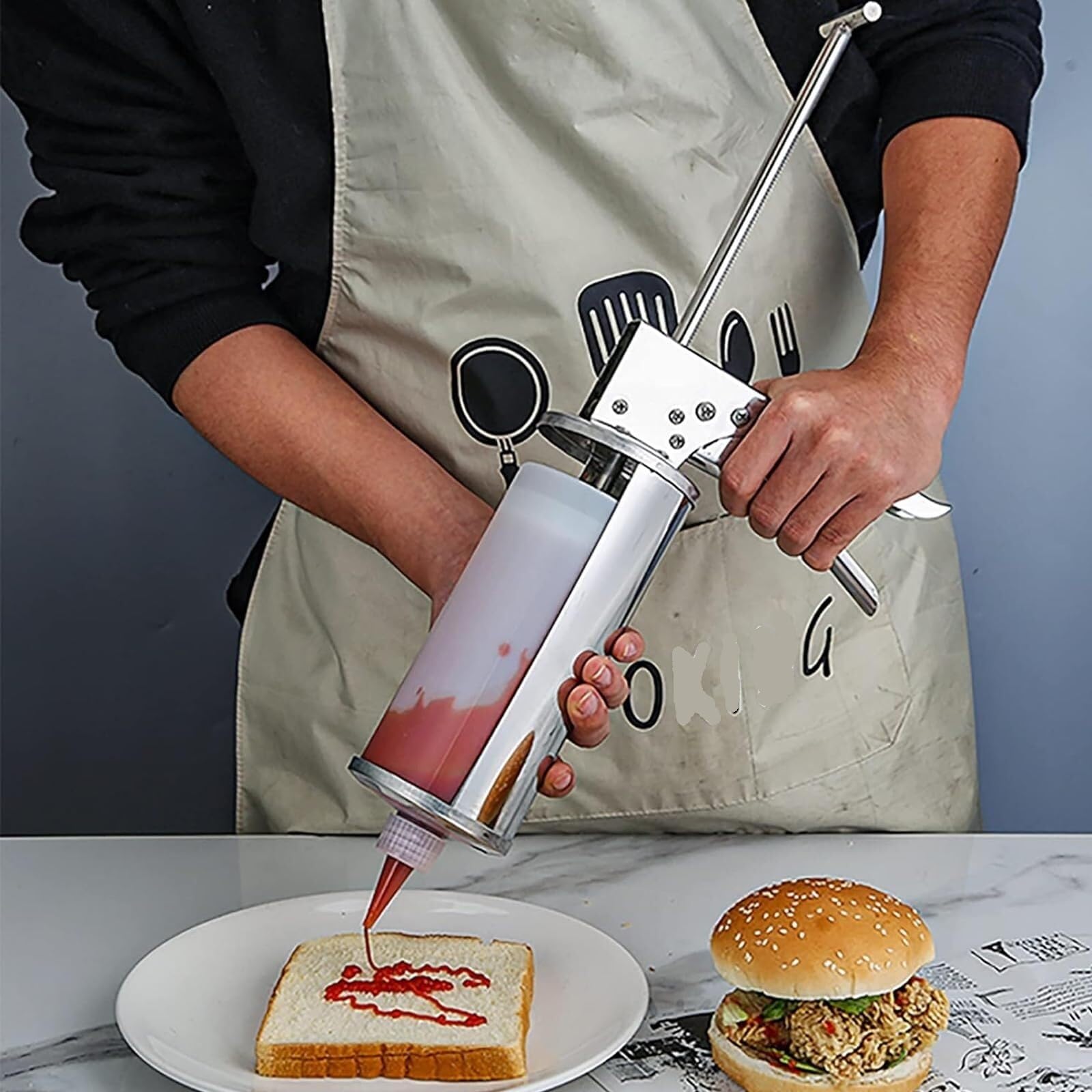 Saucenspender aus Edelstahl mit 650 ml Flaschen, perfekt für Burgersauce, Sauerrahm, Salatdressing, Silber, 2 Stück, auslaufsicheres Design (mit 2 Stück)