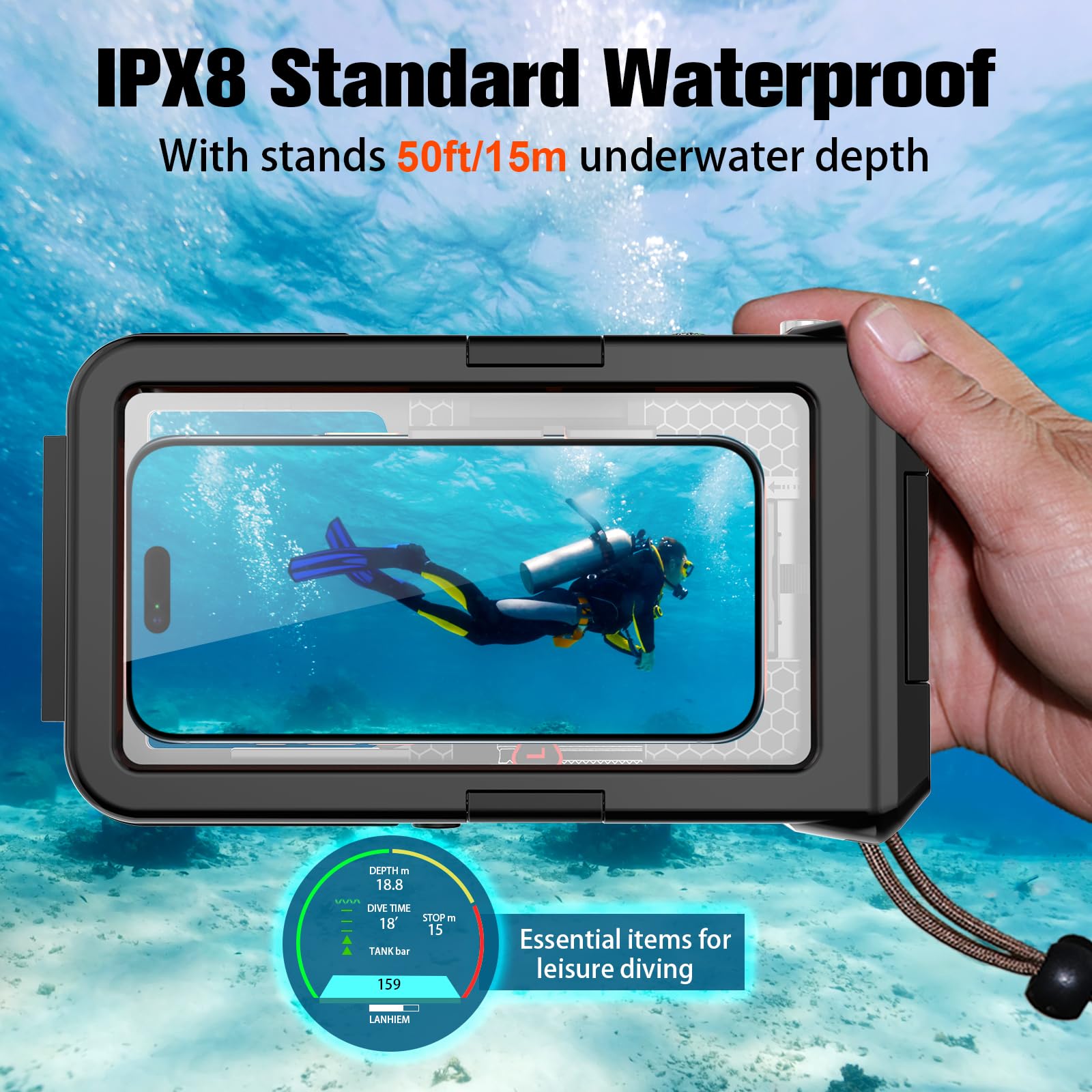 ZLIME wasserdichte Handyhülle 7.0 Zoll Unterwasser Wasserfeste Handy Wasserschutzhülle Handytasche, Wasserdicht Schwimmen Baden für iPhone 17 Air 16e 16 15 14 Plus 15 16 17 Pro 14 15 16 17 Pro Max