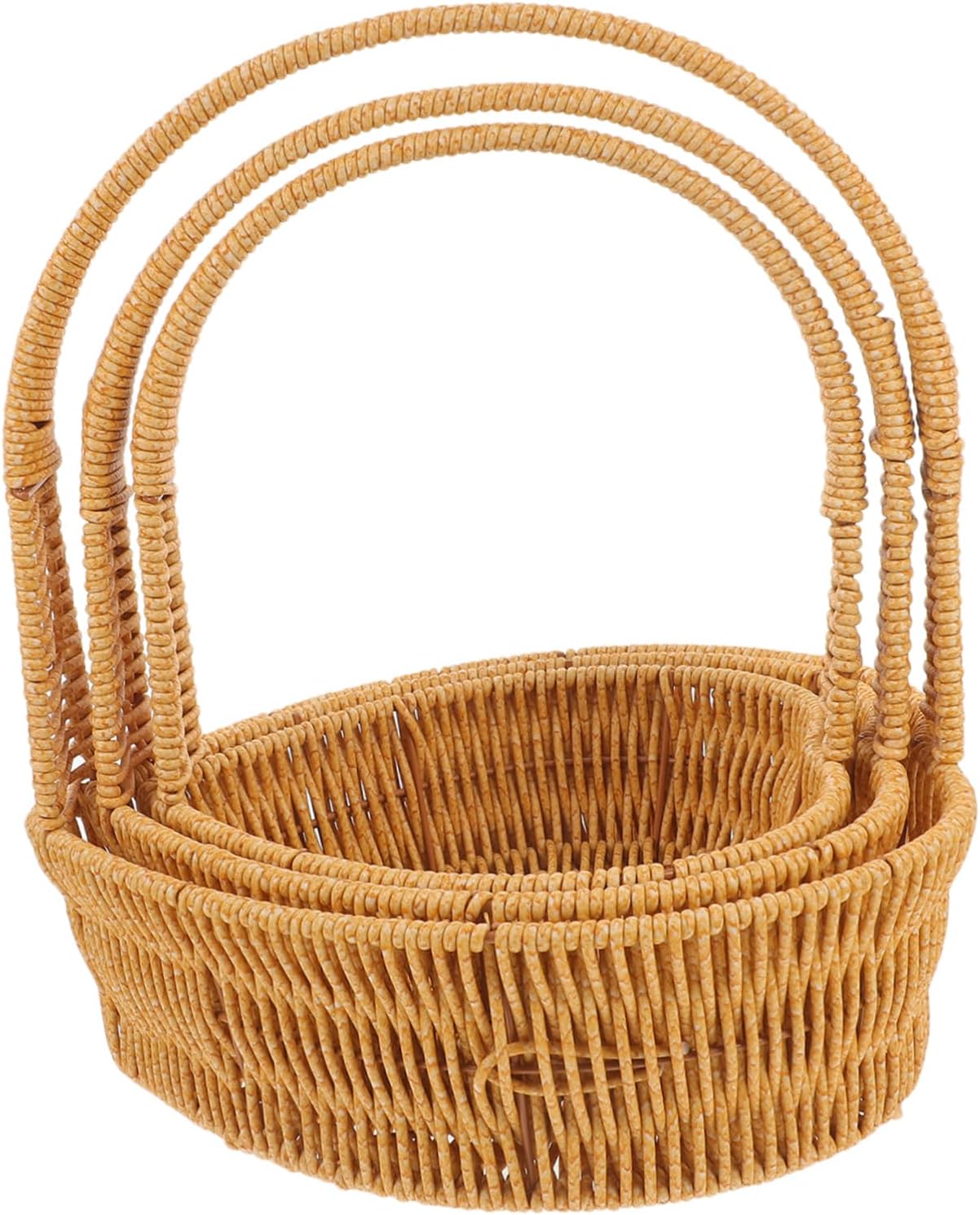 CHILDWEET 3pcs Heart-shaped Woven Flower Basket Set Handheld Storage Baskets for Gifts Candy and Floral Arrangements Rustic Decorative with Handle