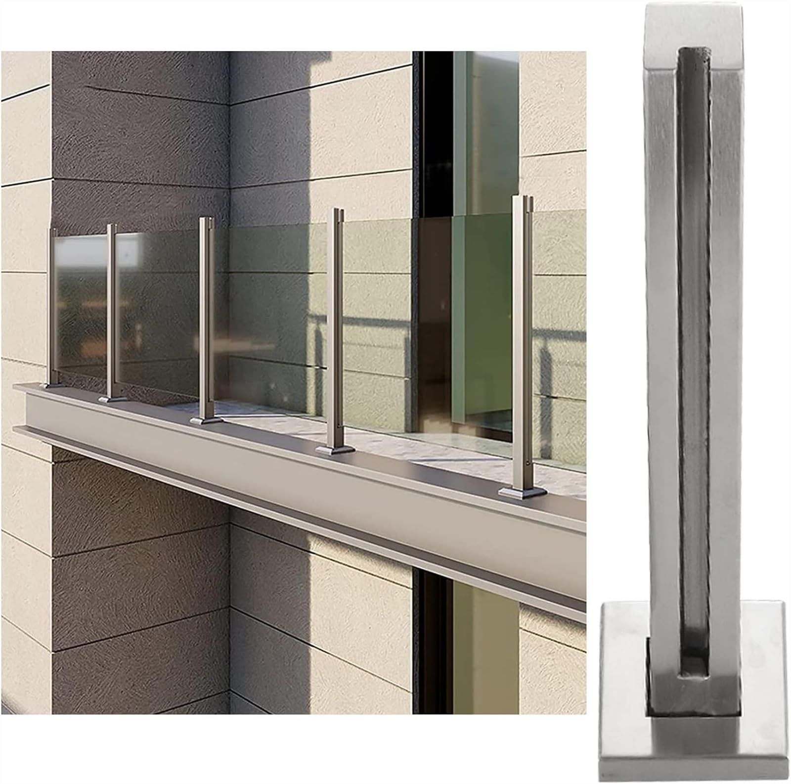 Postes de barandilla de vidrio plateado de 105cm para balcones interiores y exteriores de casas