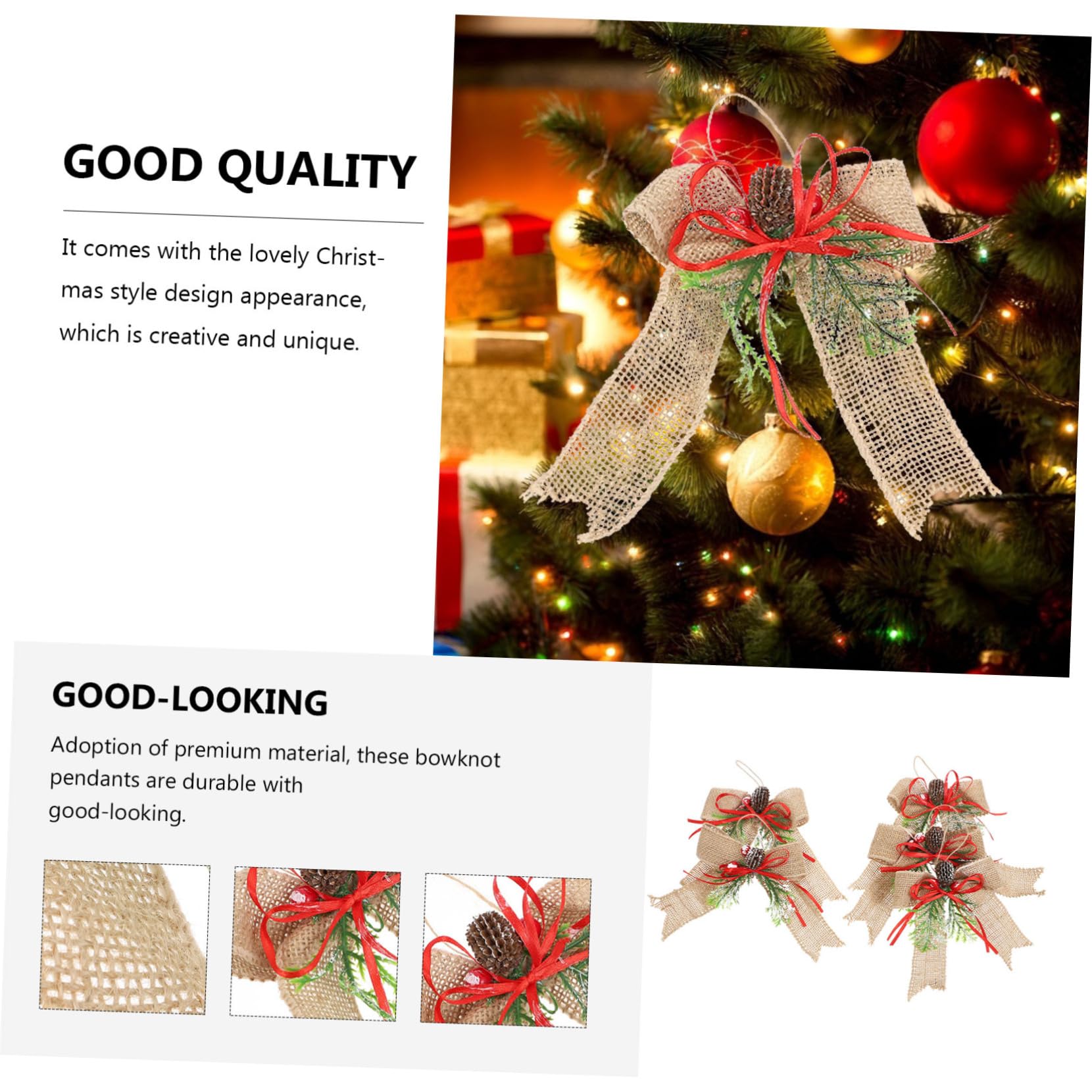 Ciieeo 15 Piezas De Lazo De Navidad Lazos De Arpillera para Manualidades Estilo Navideño Decoración Colgante Cinta De Navideña Decoraciones Navideñas Accesorios De