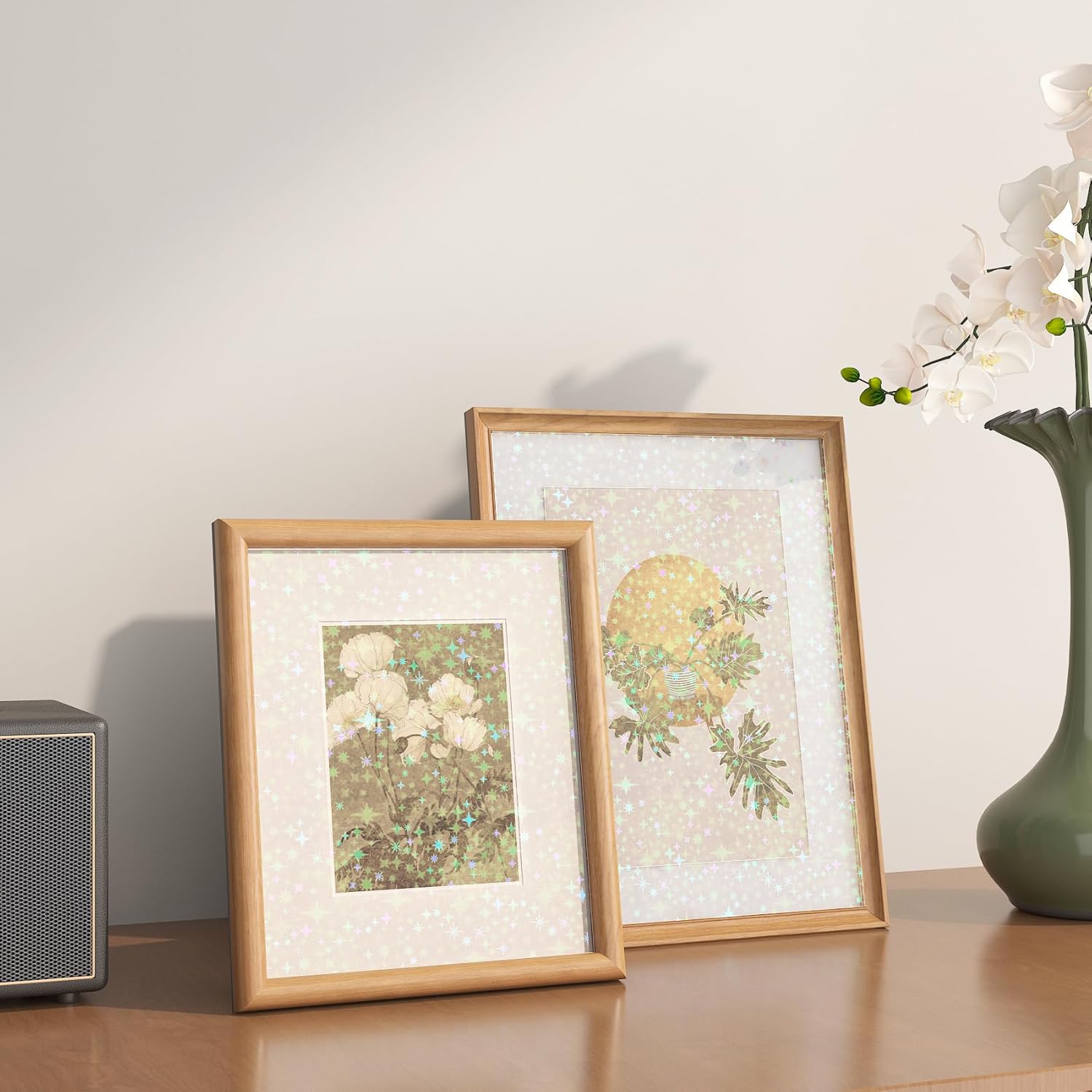 Decotalk Holographic Laminate Sheets Self Adhesive Stars Holographic Sticker Paper 17.7"x200" Star Laminating Sheets Film Sticker Laminate Sheet Holo Vinyl Paper Holo Stickers Sparkle Laminating Sheet