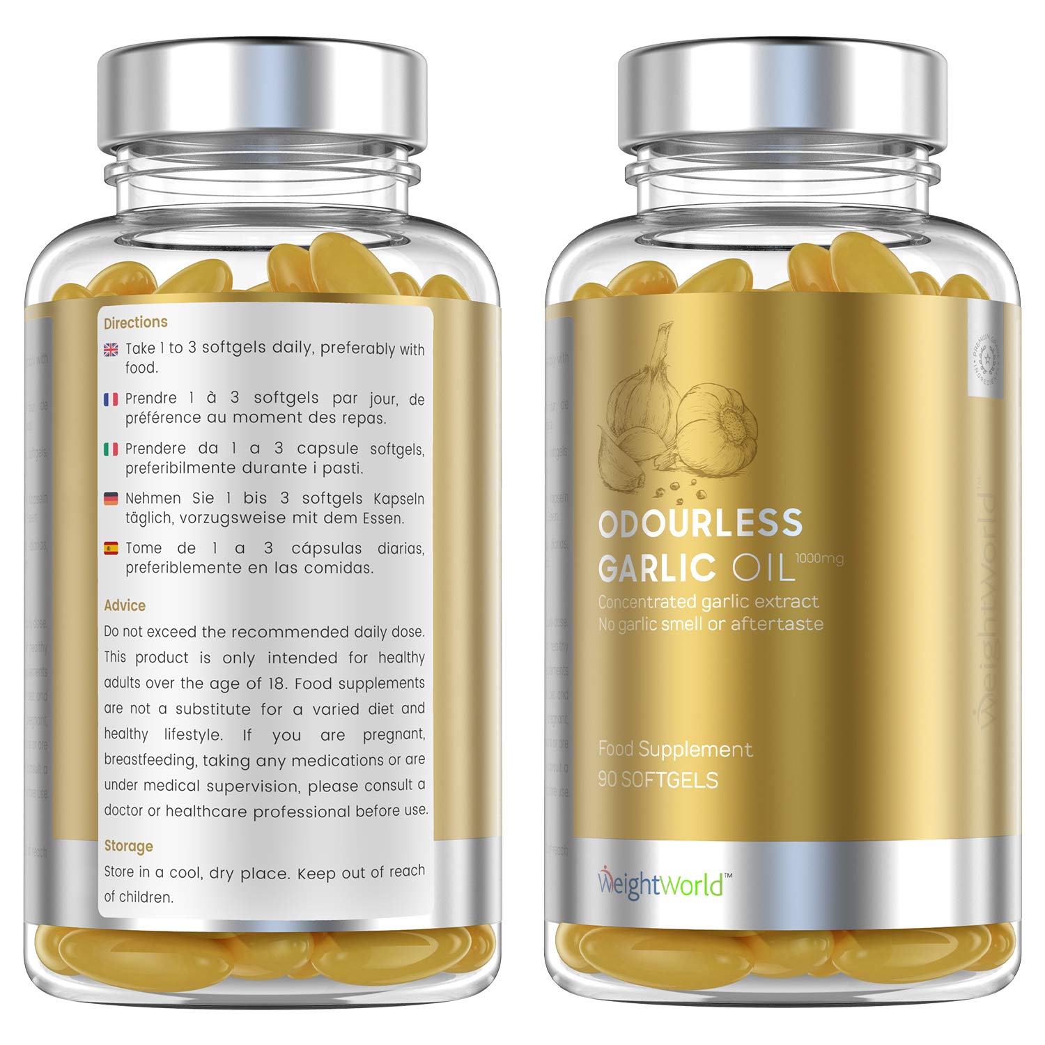 High Strength Garlic Oil Capsules 1000mg 90 Softgel Capsules