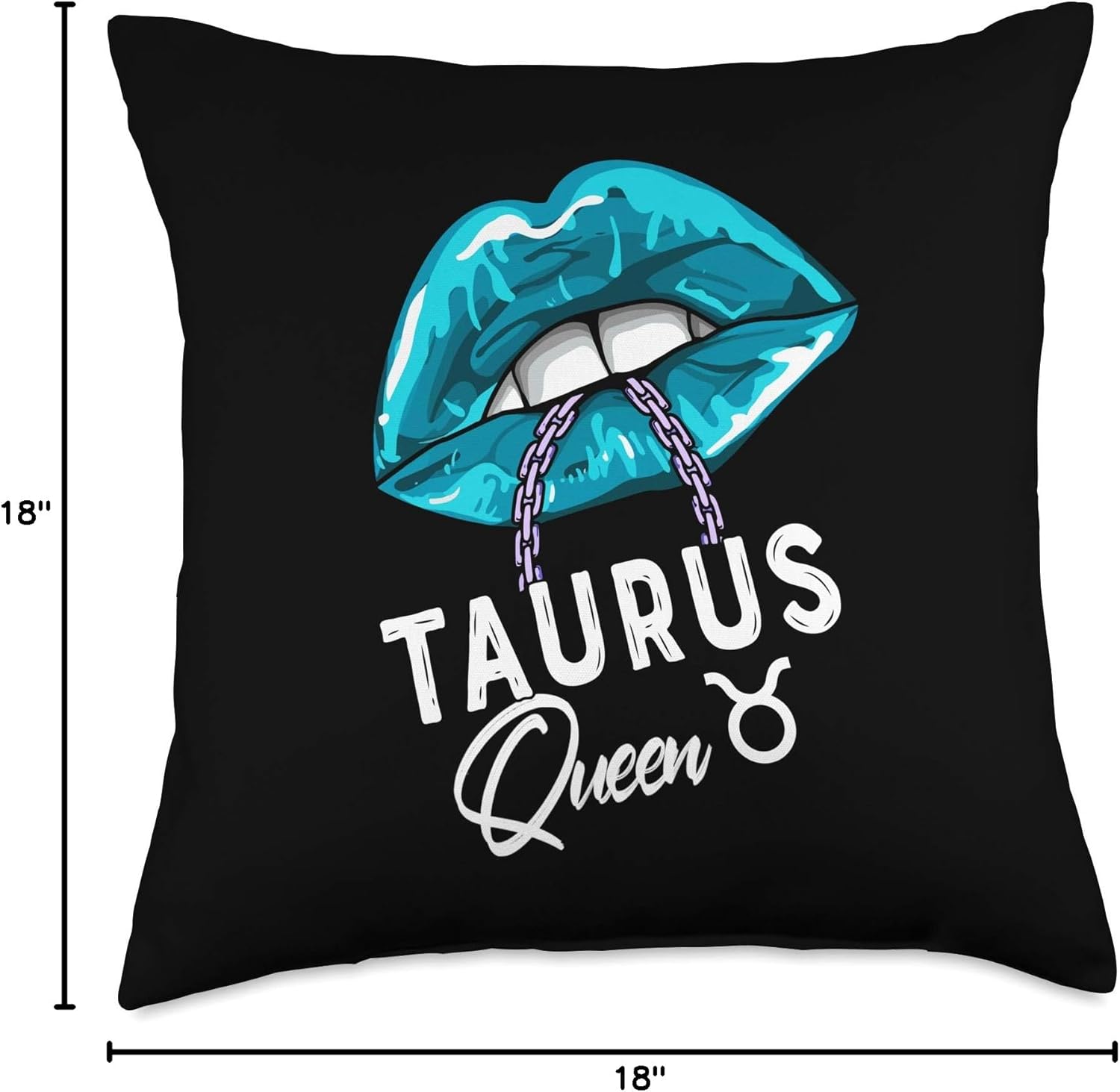Taurus Queen Lips & Chain Zodiac Astrology Womens Throw Pillow