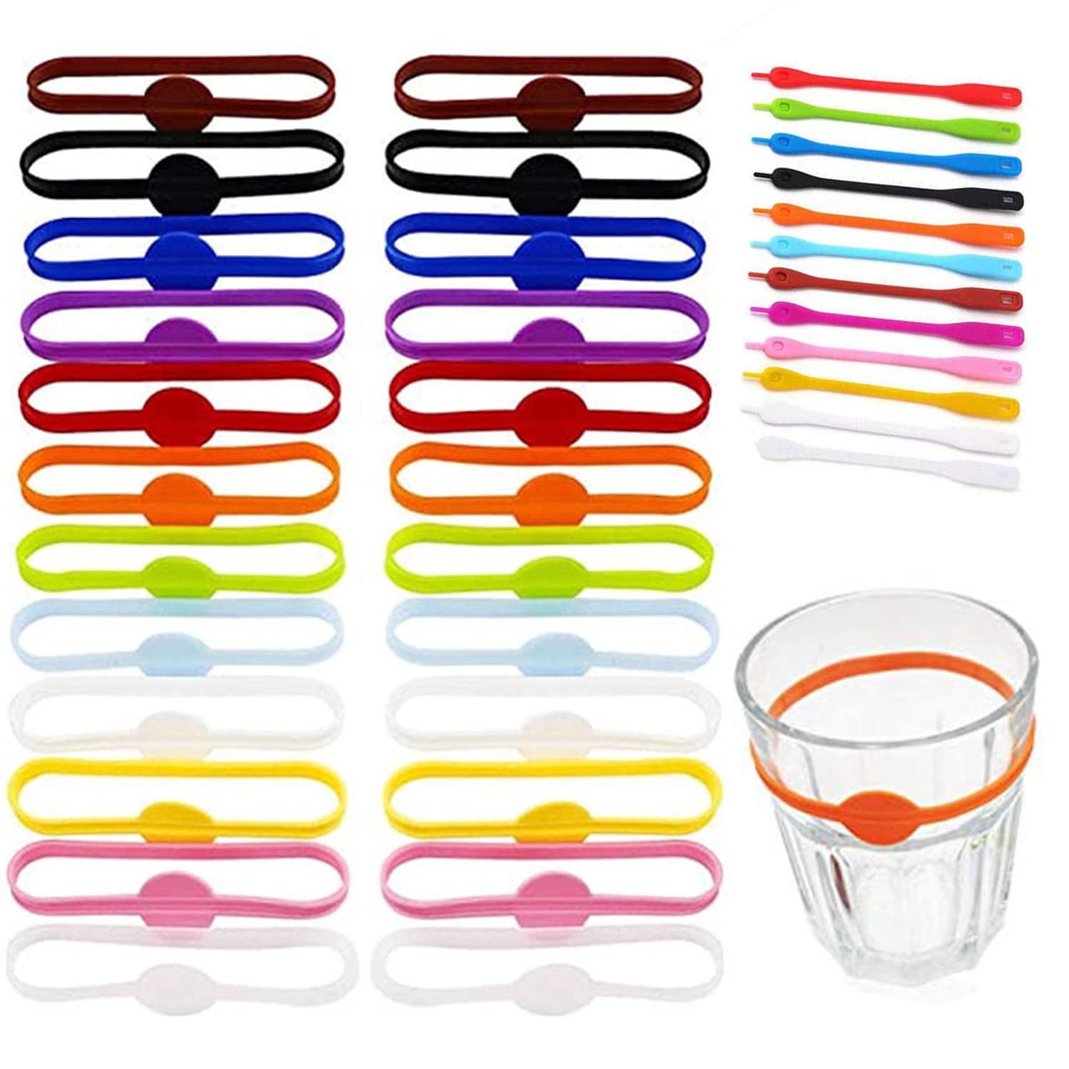 12 Segnabicchieri In Silicone - Riutilizzabili, Per Vino, Cocktail E Feste, Adatti A Bicchieri Da 8-15 Cm - Foto 7