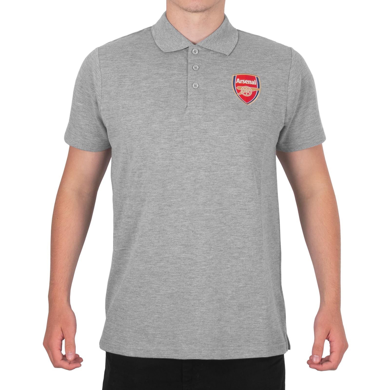 Arsenal FC Official Football Gift Mens Crest Polo Shirt Grey Small โ image 1