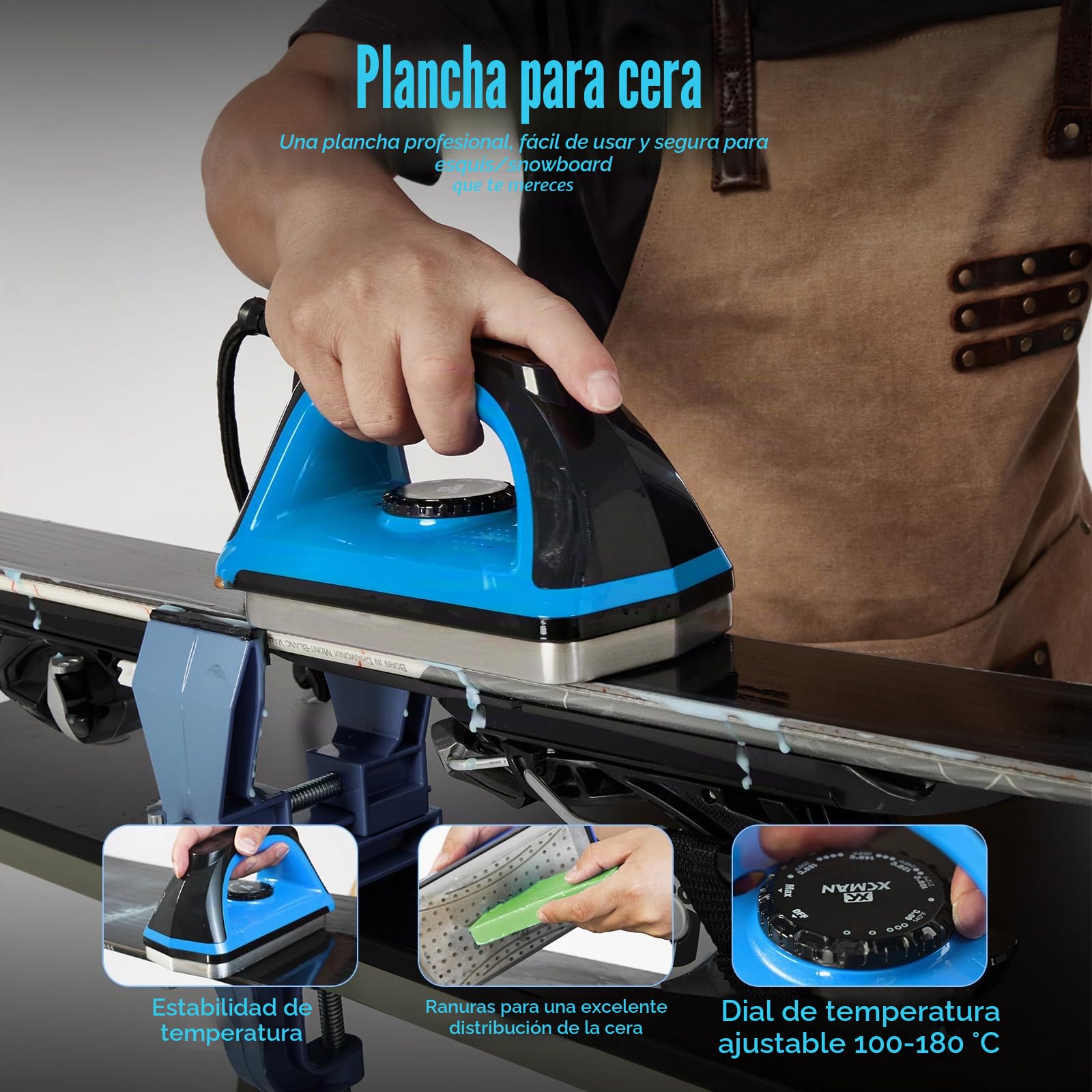 XCMAN Kit Completo de depilación con Cera para esquí, Snowboard, Cera, afinador de Borde de Base multiángulo, reparación de Base Ptex, Papel Encerado, Piedra de Goma para esquí, Snowboard
