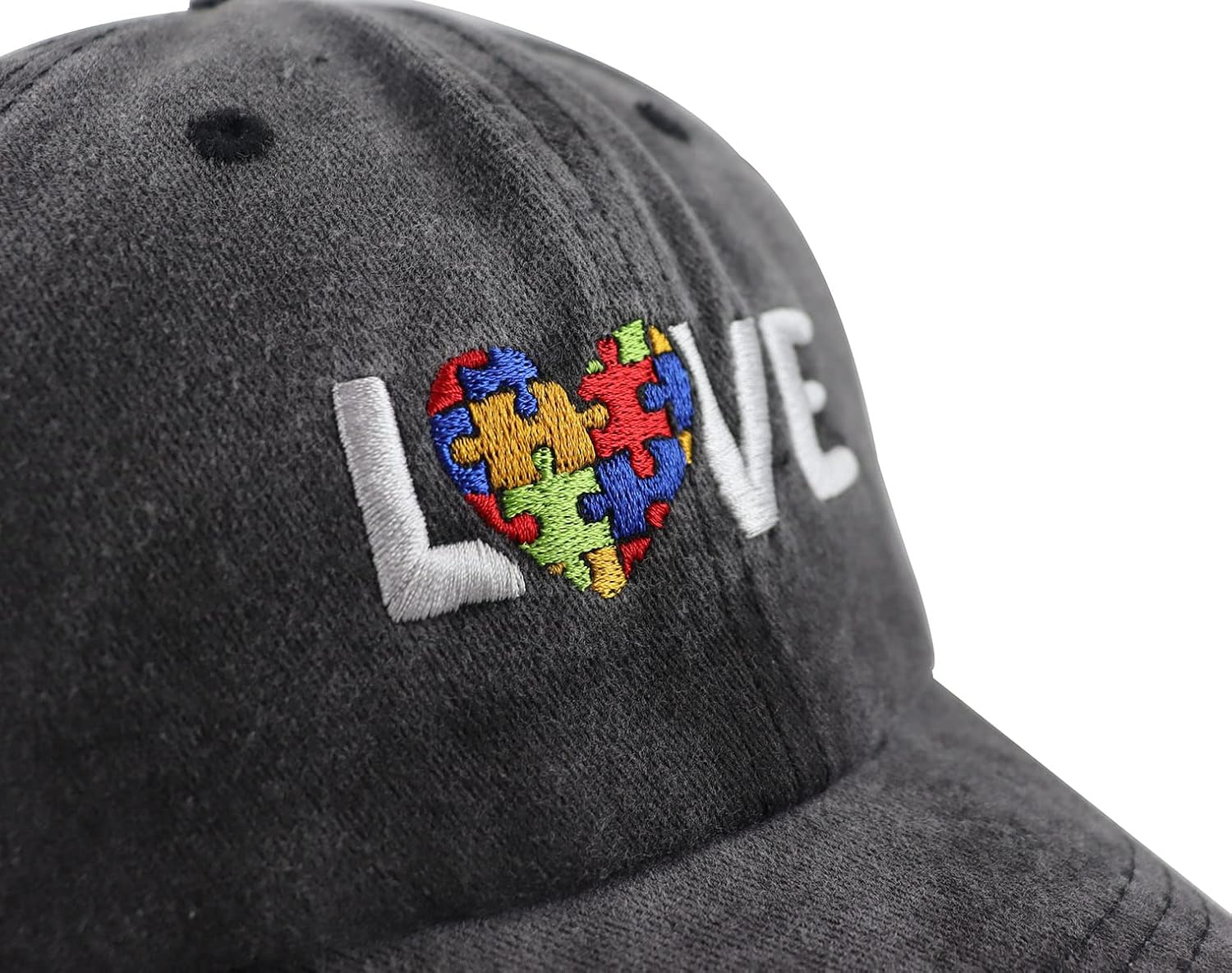 Proud Autism Mom Hat for Women, Adjustable Washed Cotton Embroidered Autistic Puzzle Piece Mama Baseball Cap - Image 3