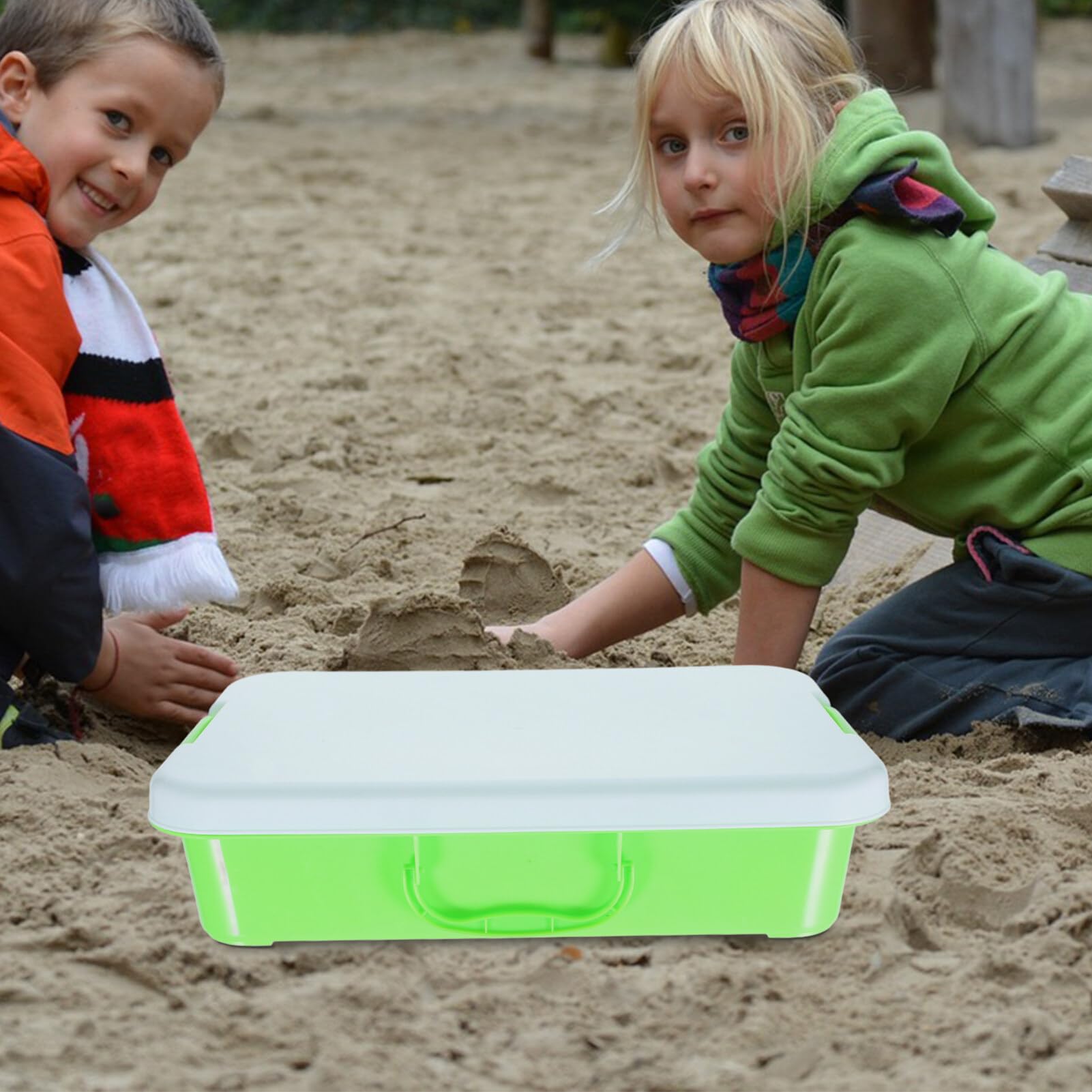 ibasenice Portable Sandbox with Lid Covered Toy and Girls Outdoor Playset Storage Box for Boys and Girls Toys
