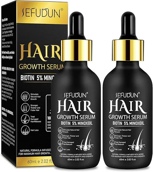 2Pack 5% Minoxidil for Men & Women, Minoxidil for Women Hair Growth, Minoxidil for Men Beard, Natural Hair Regrowth Treatment for Hair Loss Hair Thinning, Thicker Fuller Healthier Hair