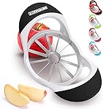 SCHVUBENR 4.72 Inch Large Apple Slicer with 12 Blades - Professional Apple Cutter - Stainless Steel Apple Corer - Sharp Apple Slicer and Corer - Apple Corer Tool - Dishwasher Safe(Black)