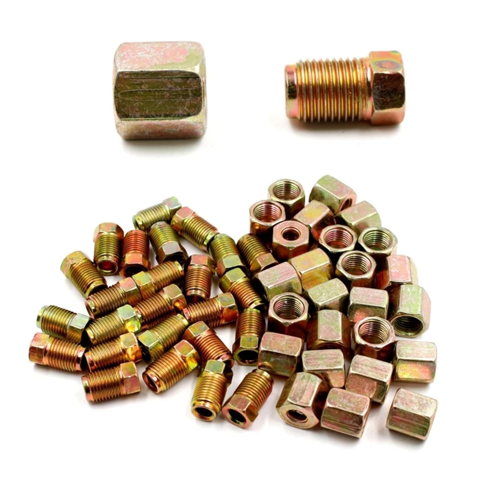 zestaw przewodów hamulcowych 50 szt. adapterów do przewodów hamulcowych samochodowych 3/16" 10 mm x 1, gwinty metalowe, asortyment złączy