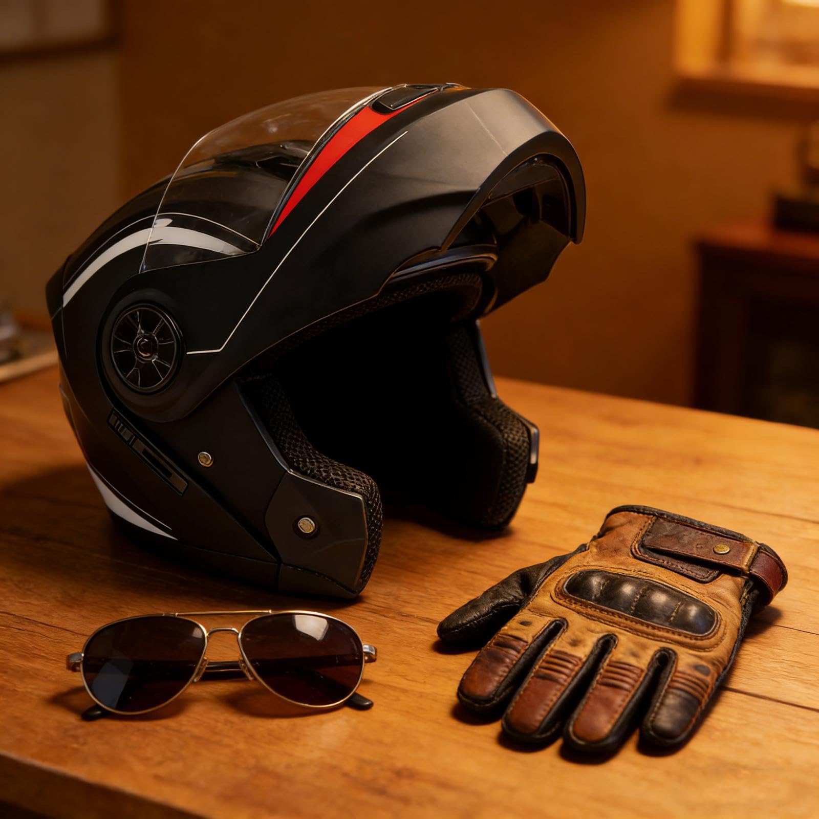 Casco da Modulare Bluetooth Motociclista Integrato con Doppia Visiera Antinebbia, Approvato ECE Casco Anti-riflesso Apribile per Motocross per Uomini E Donne Adulti,55-62CM