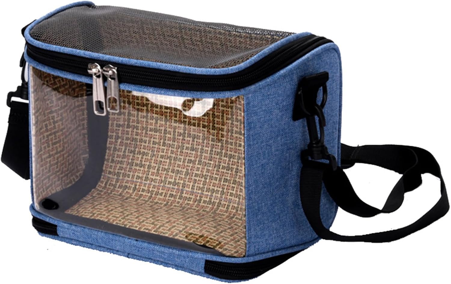 Bird Travel Carrier Bird Carriers PVC Rattan Lining Panoramic View with Breathable Mesh on Top for Peony Little Sun Tiger Skin Monk (Grey)