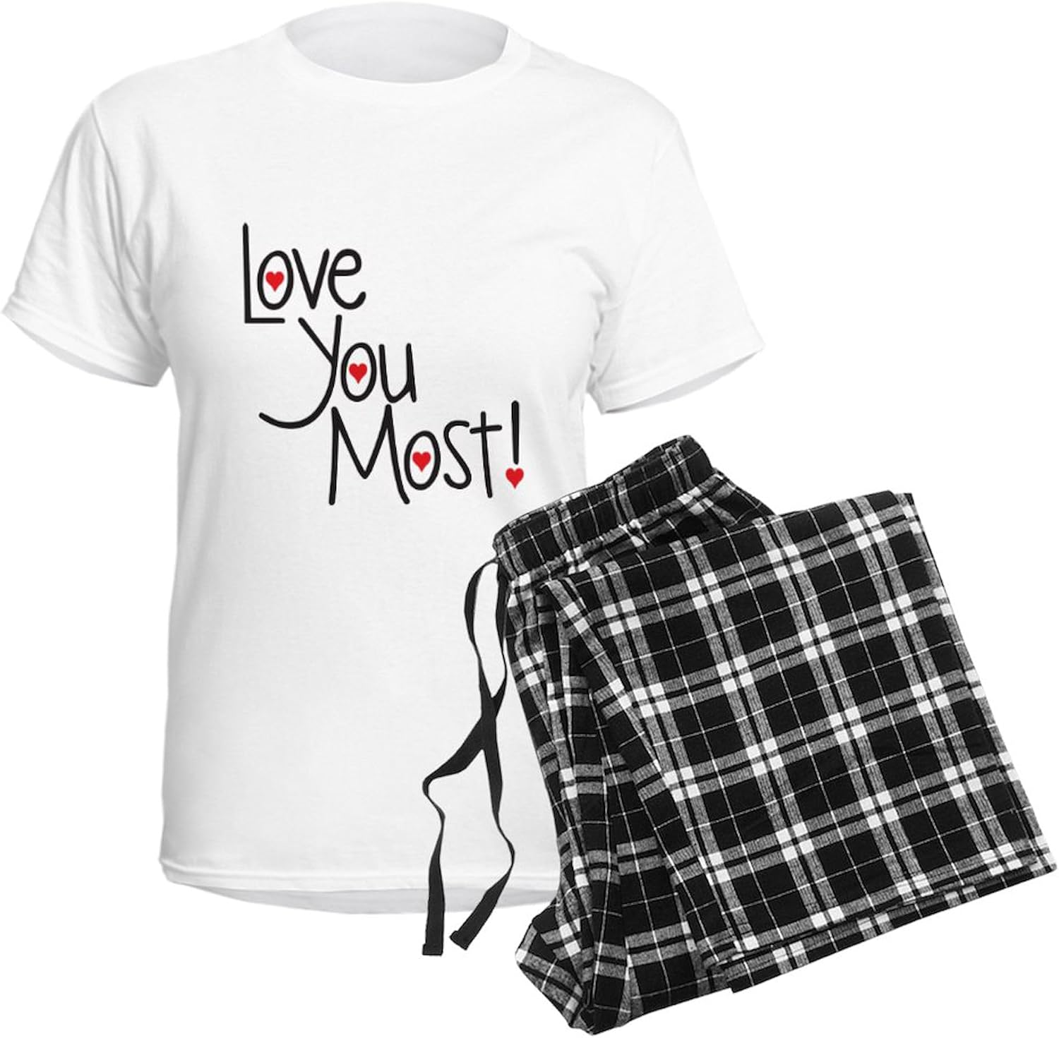 CafePress Love You Most Pajamas Women's Novelty Cotton Pajama Set, Comfortable PJ Sleepwear