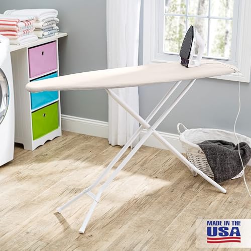Miniatura 7 de Tabla de planchar de tamaño completo fabricada en Estados Unidos  Beige por Seymour Home Products 4 patas de acero resistente perforadas superior