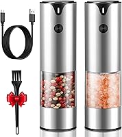 Vista 8 de Juego de molinillo de sal y pimienta eléctrico recargable - Capacidad extra grande - Molinillos de pimienta negra y sal marina automáticos