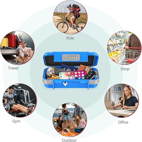 Miniatura 6 de Caja de seguridad portátil, caja de seguridad portátil, caja de bloqueo de combinación impermeable para viajes, pequeña caja fuerte personal segura